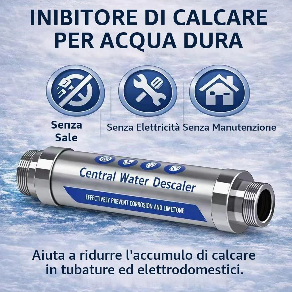 Addolcitore d'acqua, per prevenire il calcare in tutta la casa, anticalcare, filtro dell'acqua, detergente, per uso domestico con doccia, lavastoviglie e scaldacqua solare (G 3/4")