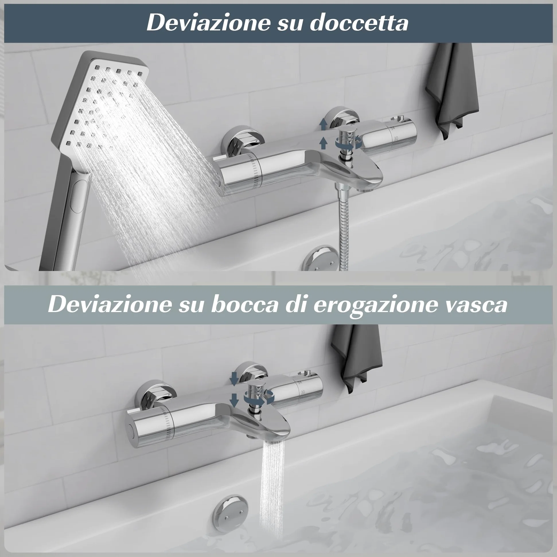 MORADO Miscelatore Termostatico per Doccia,Rubinetto Doccia termostatico,Ottone massiccio,Cromato