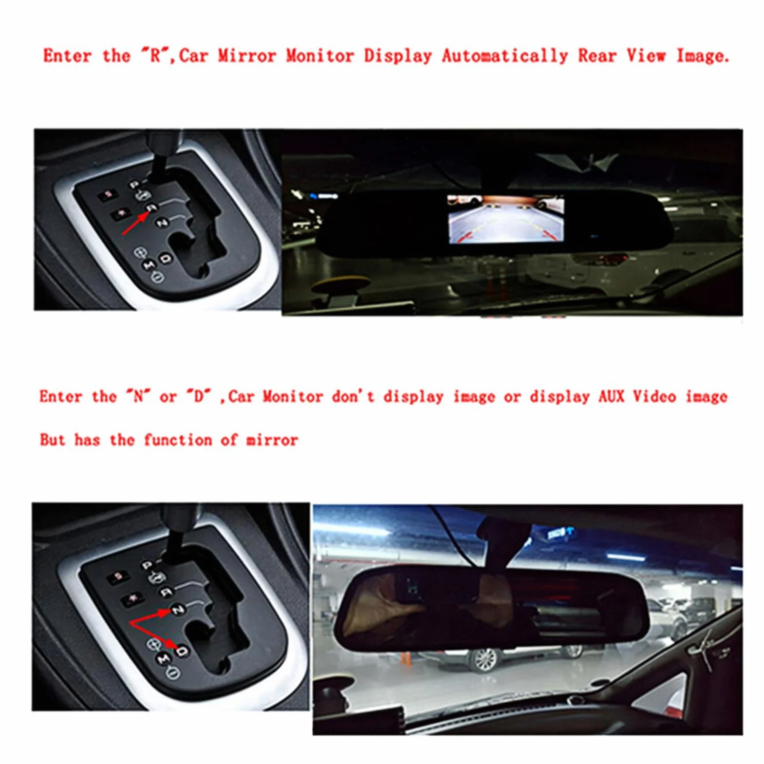 Monitor per specchietto retrovisore per auto HD, 4.3 pollici Monitor per specchietto retrovisore per auto HD 8LED Monitor per telecamera per telecamera per la visione notturna impermeabile