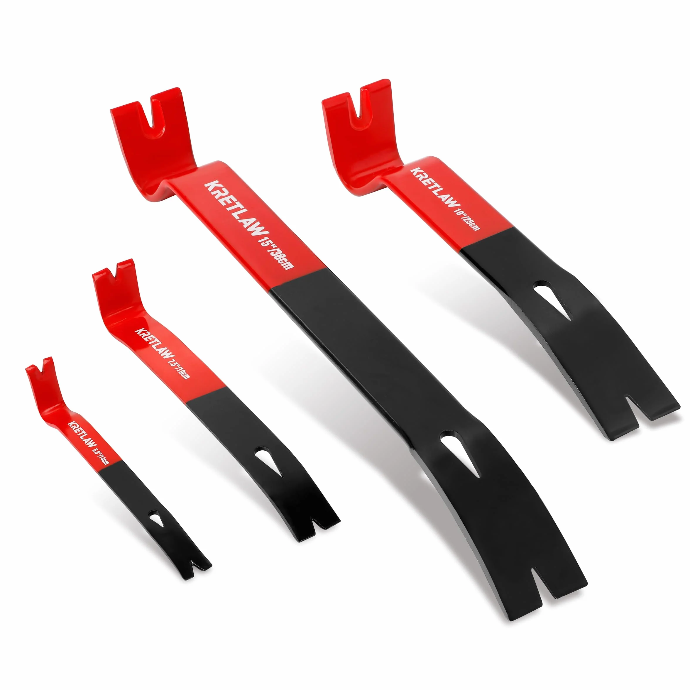 Set di 4 Barre di Leva Piatte, Piede di Porco da 380/250/190/140mm con Estirpatore di Chiodi Pesante, Barra Utilitaria
