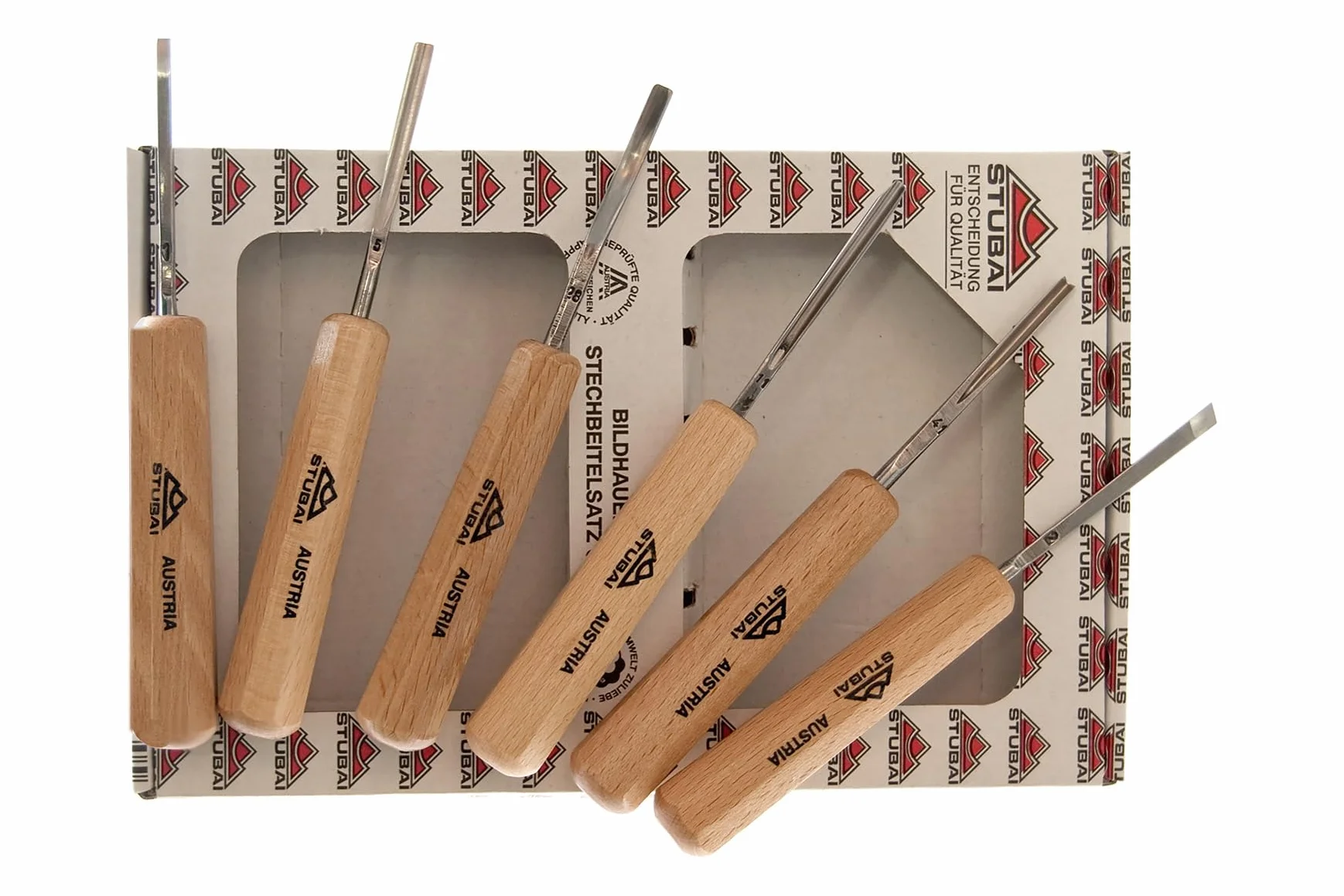 Stubai 585606 Confezione Mini Sgorbie Manico, 100 mm, 6 Pezzi