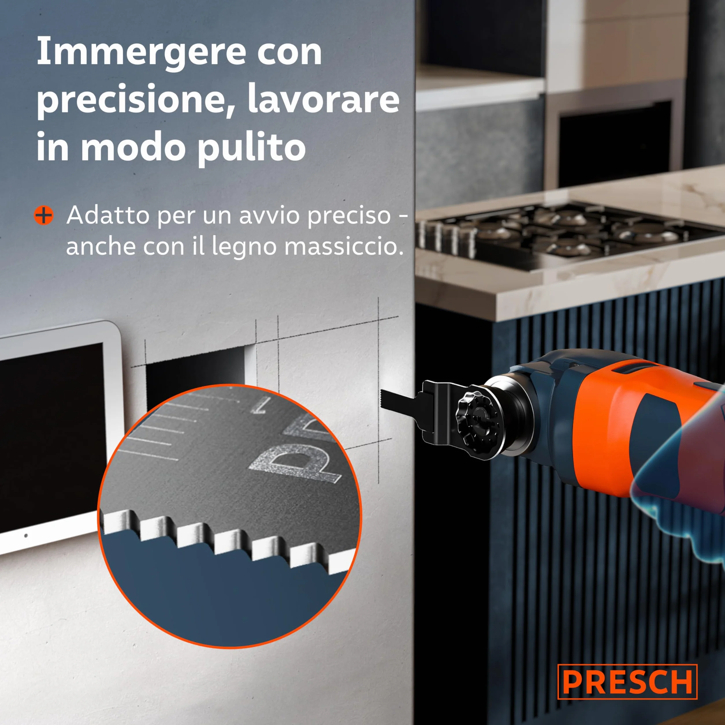 Presch Lame Multifunzione Legno e Metallo 25x10mm 5 pz. - Lame Starlock per sostituzione senza attrezzi - Taglio preciso con denti bimetallici e forma sfalsata - Accessori multiutensile professionale