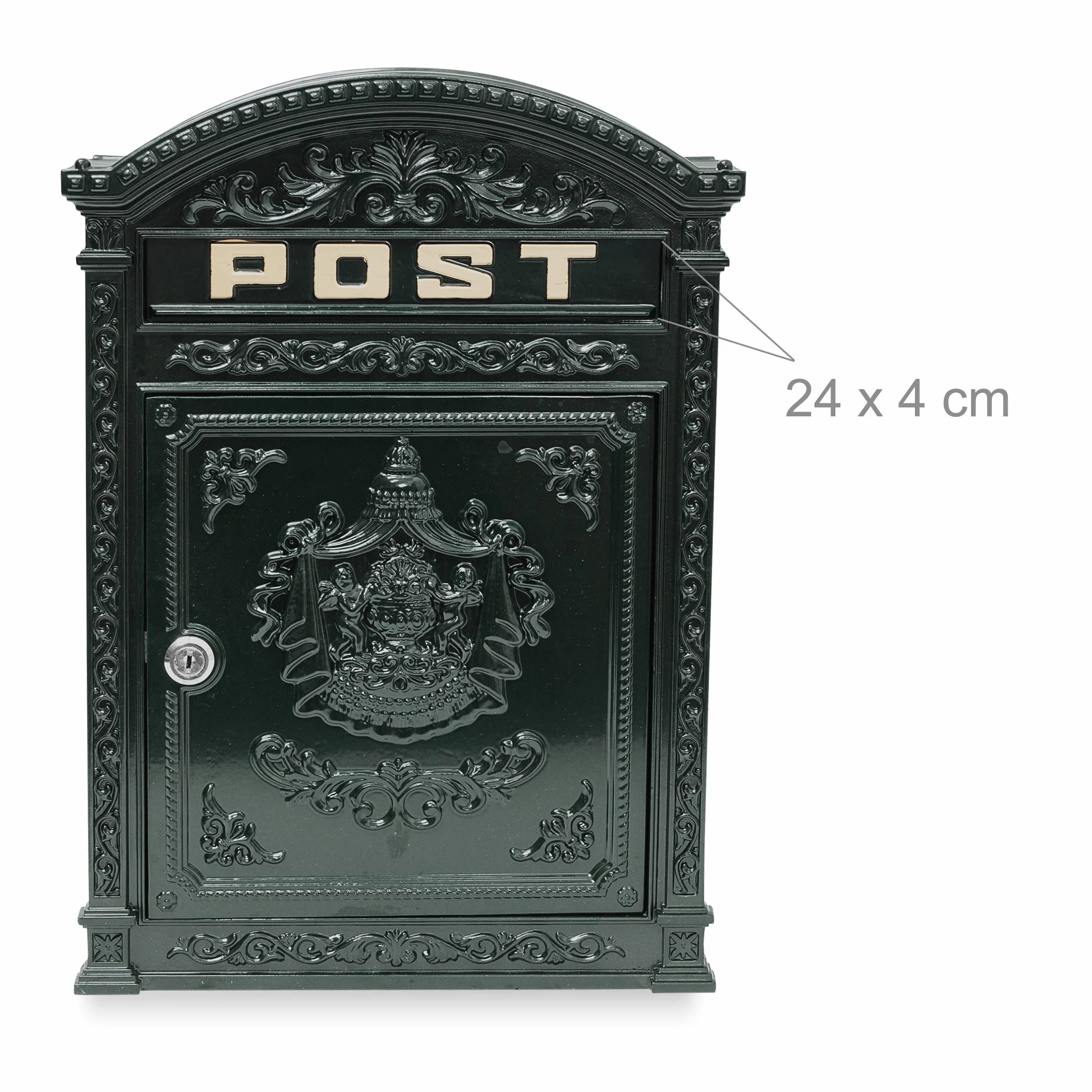 Relaxdays Cassetta delle Lettere Antico Verde, 44,5 x 31 x 9,5 cm, Scritta POST