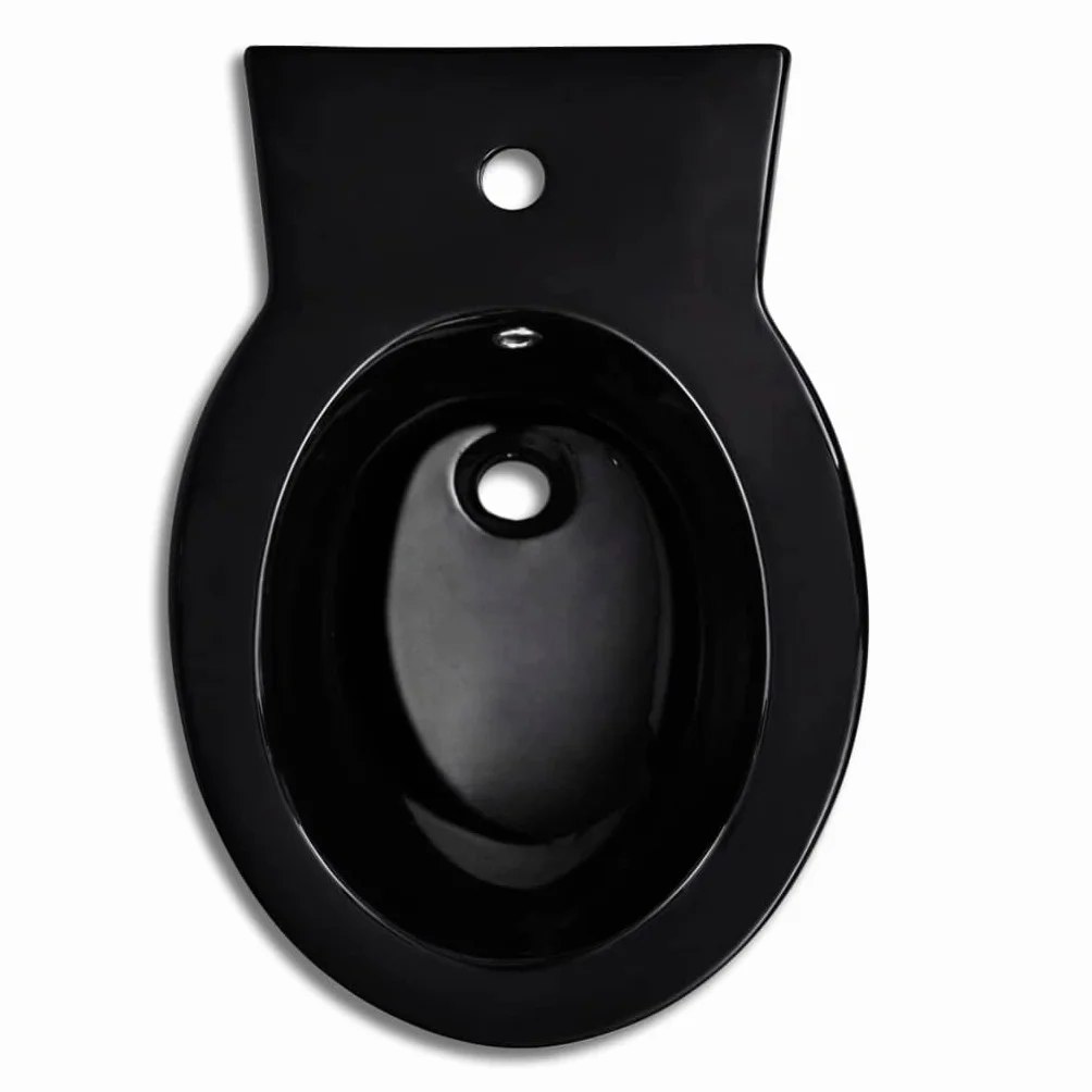 vidaXL Ceramica Nera WC Bidet da Parete Sanitari Bagno