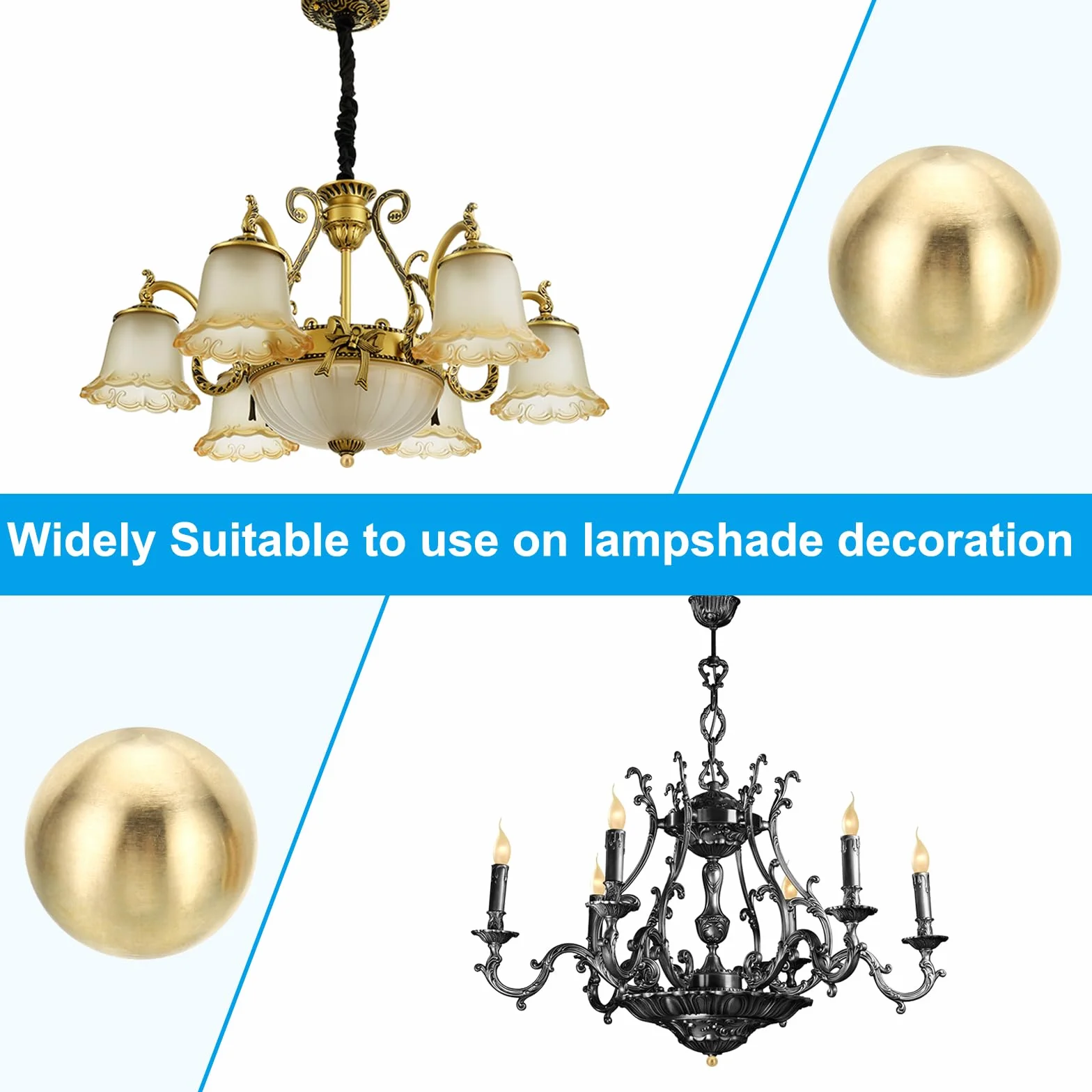 PATIKIL 20mm Pomelli Sfera Ottone Massiccio per Lampade, 1 Set Dadi a Testa Bombata con Adattatore Riduzione