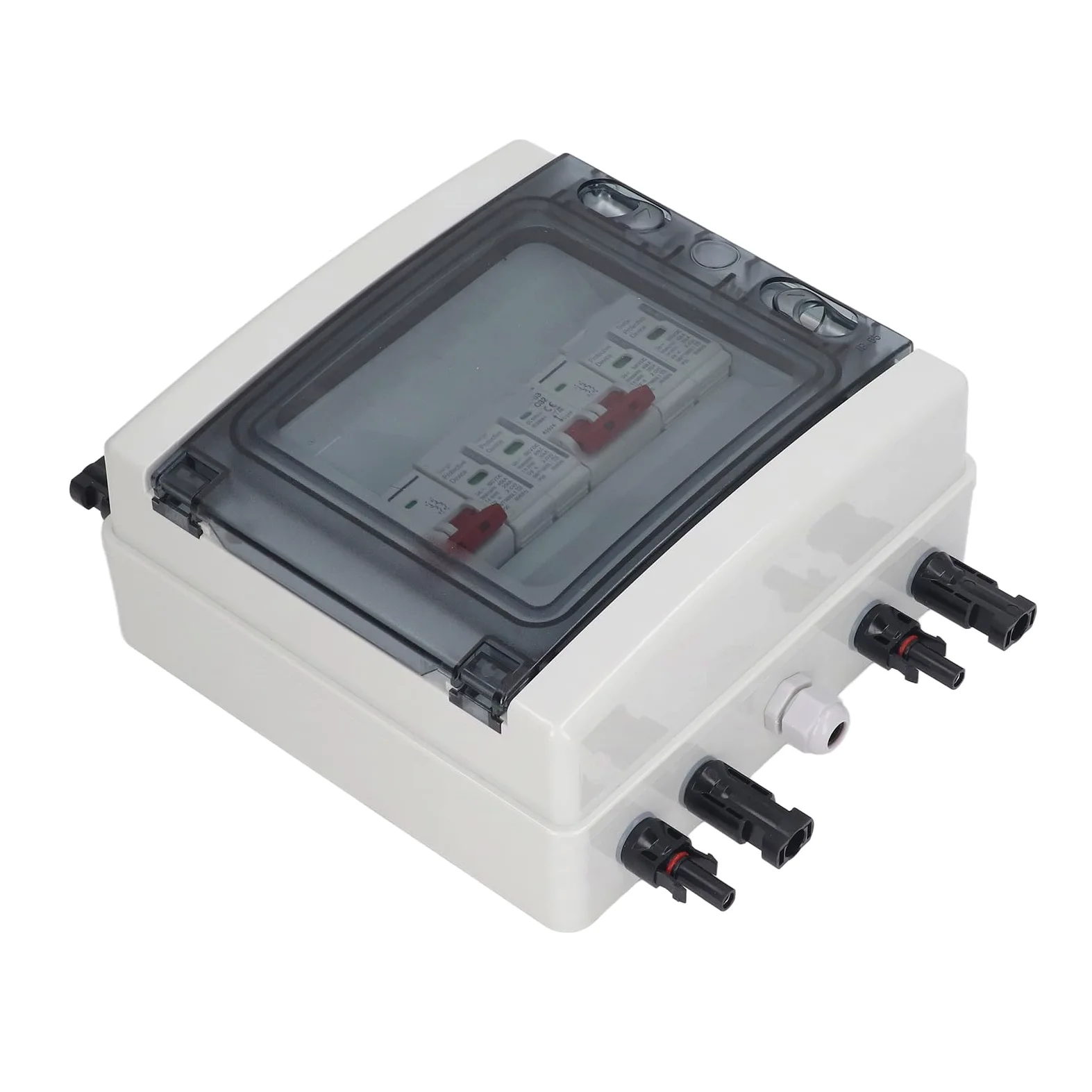Interruttore Automatico Solare, Interruttore Automatico Fotovoltaico con Accessori di Protezione, Interruttore Automatico DC 500 V 32 A 2 in 2 Out con Scatola, Rastrelliere per