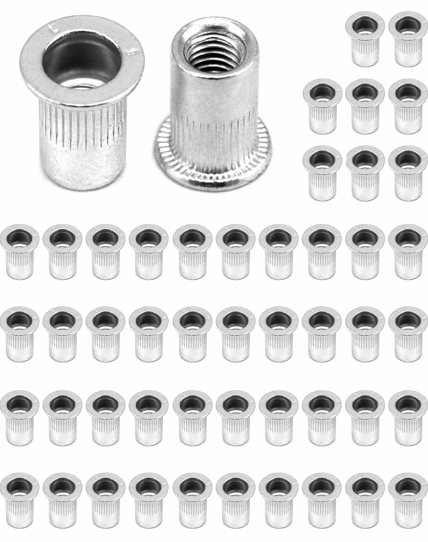 QWORK 50 Pezzi Rivetti Filettati M6, Dadi Rivetti Filettati, Lega di Alluminio
