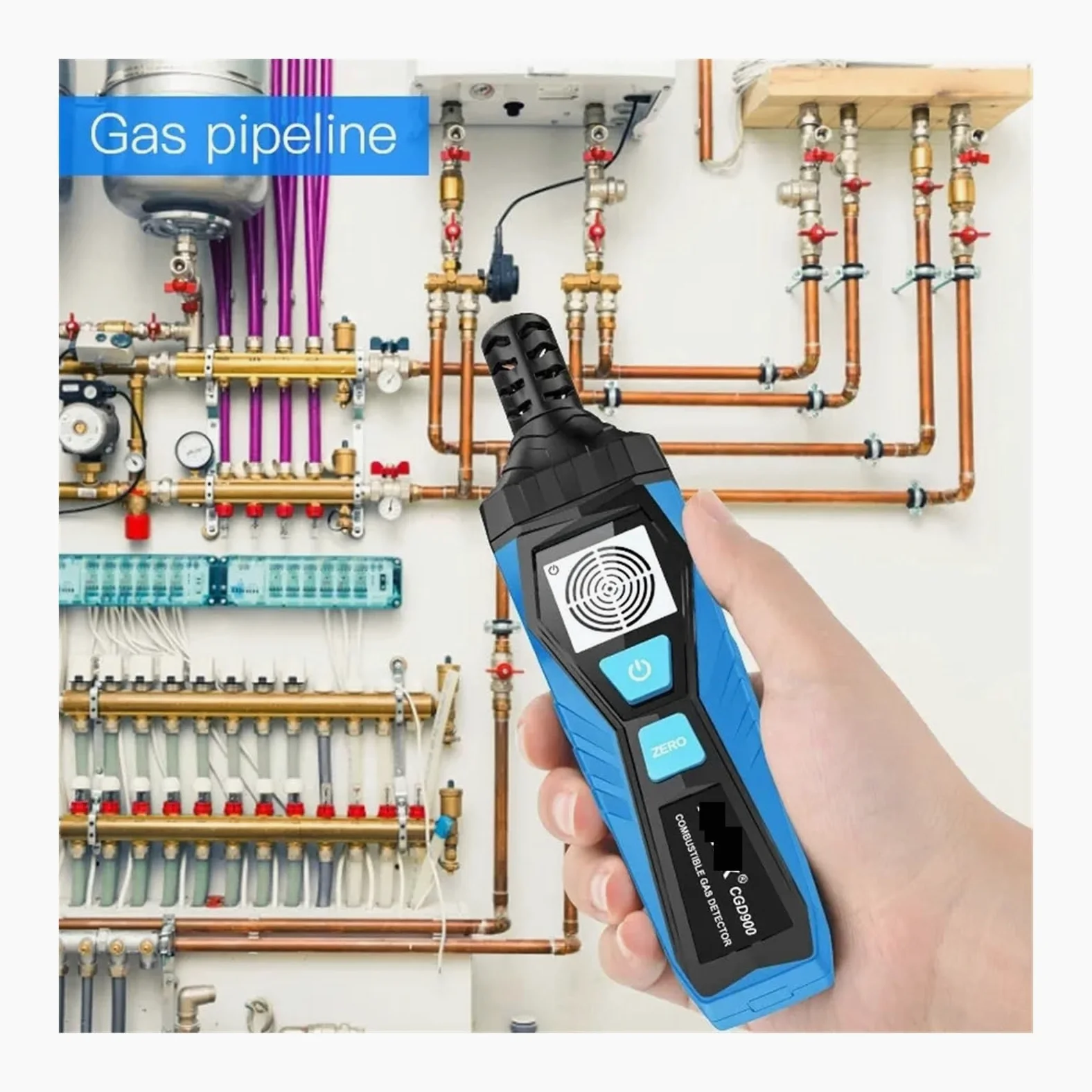 Rilevatore di gas, Rilevatore di perdite gas con LCD CGD900, allarme sonoro e schermo, 0-1000 ppm, rilevatore combustibili, infiammabili, naturali, metano, mini per lavoro e casa