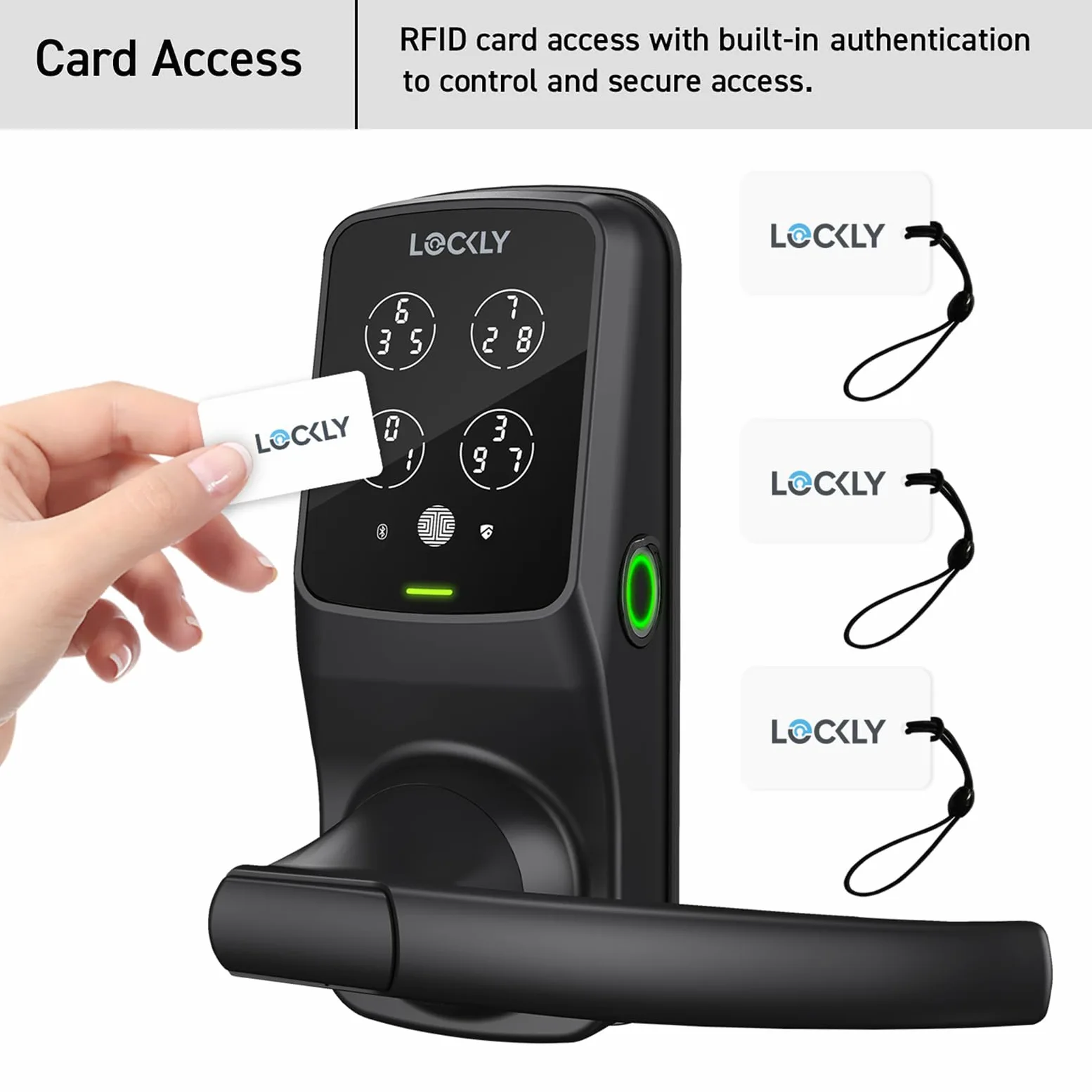 Lockly Smart RFID Cards, 13.56MHz RFID Key Fob RFID Card Smart Lock, Smart Card per serratura senza chiave - 3 pezzi bianco