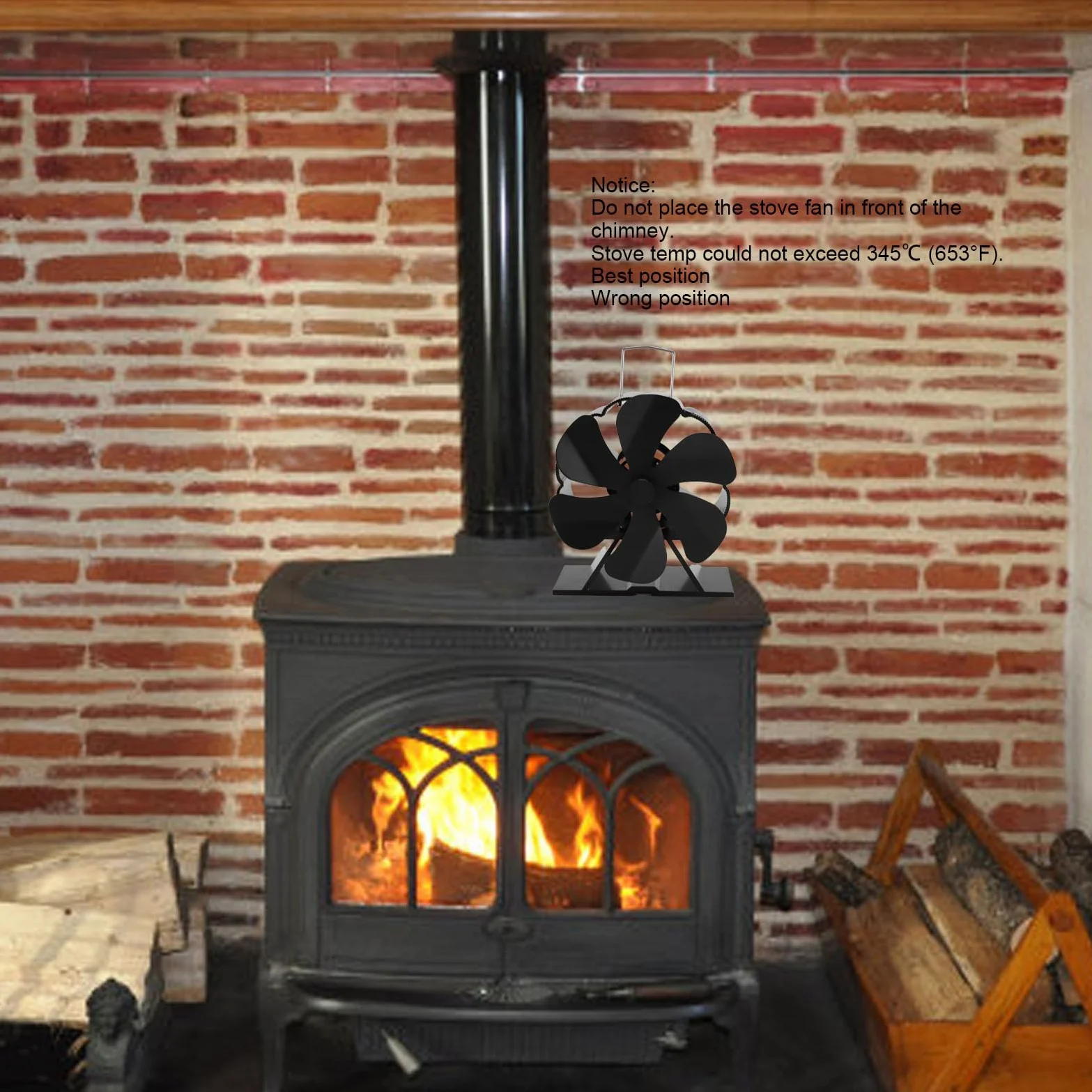 FTVOGUE Ventilatore stufa legna alluminio | Termico, senza elettricità, +80% flusso, per camino