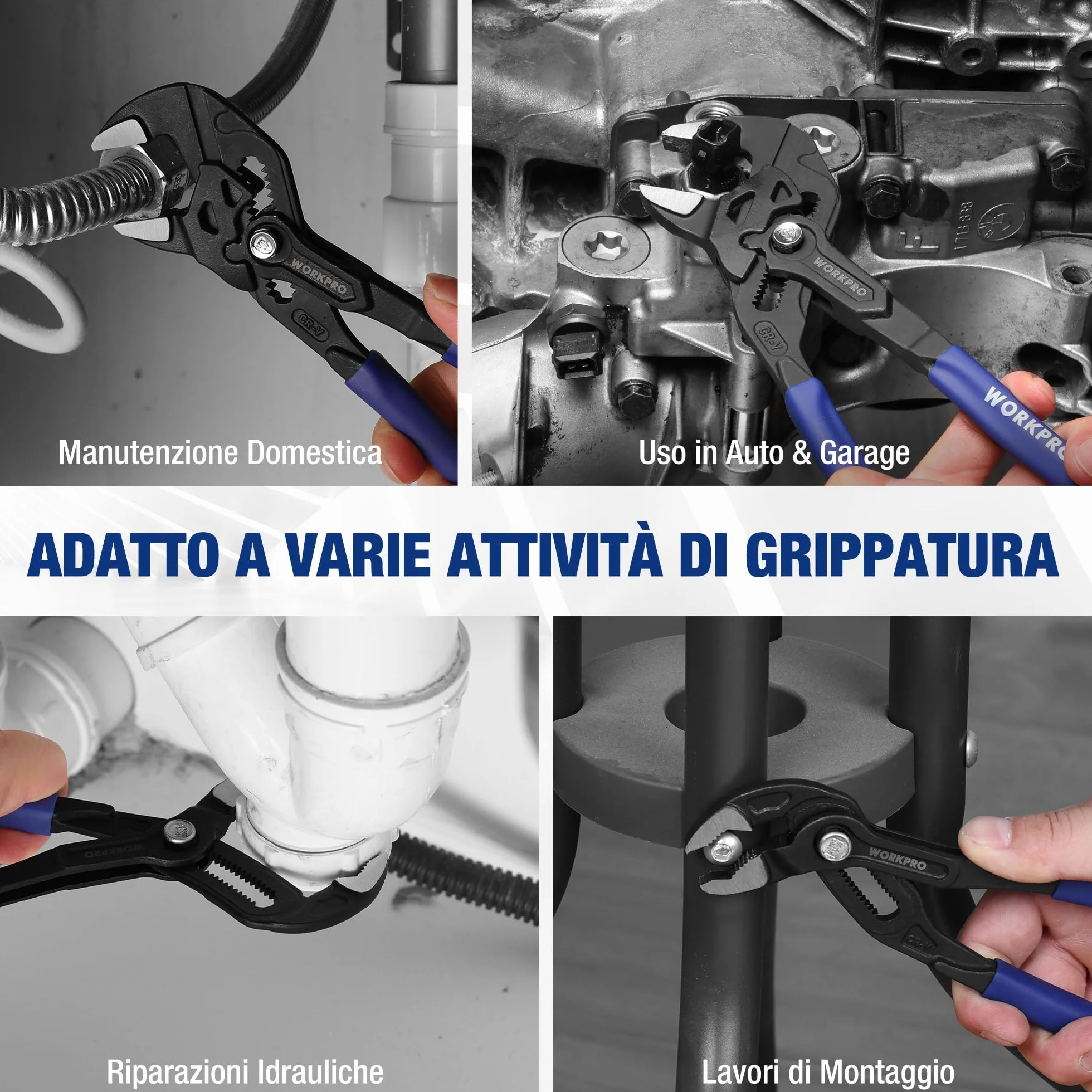 WOKRPRO Set di 2 Pinze Idraulico da 180 mm, Pinza a Pappagallo, Acciaio CrV, Apertura 40/42 mm