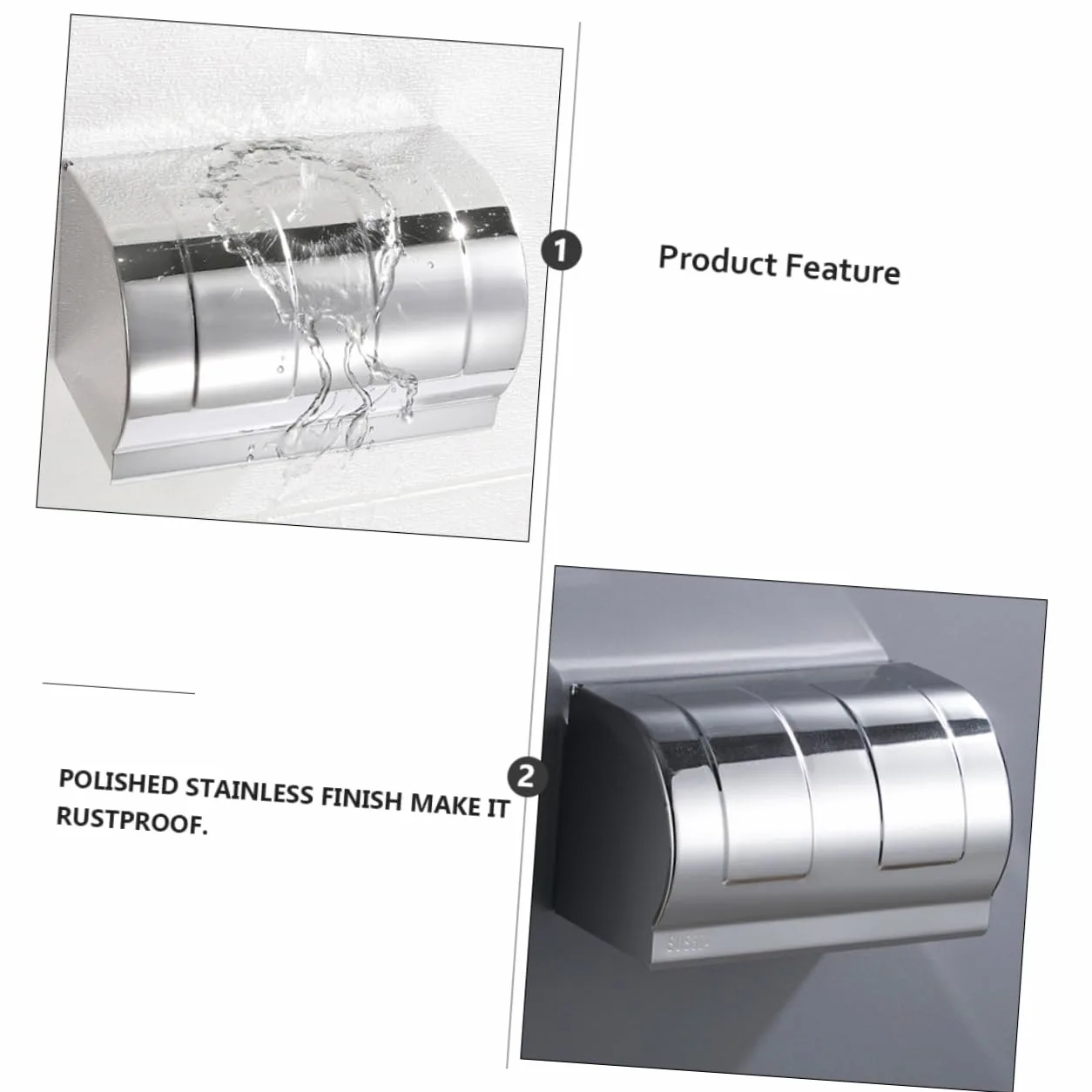 LIFKOME Portarotolo e Contenitore per Carta Igienica da Parete in Acciaio Inox Argento, senza Foratura, Facile da Lavare, per Bagno e Hotel
