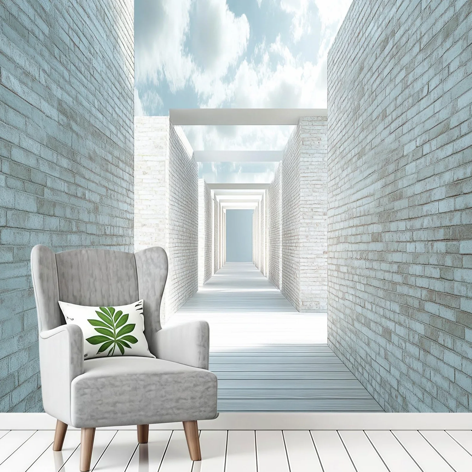 Carta da Parati Murale Muro di mattoni in stile retrò 200 x 140 cm Fotomurale Bianco Decorazione Parete Moderna per Soggiorno Camera da Letto