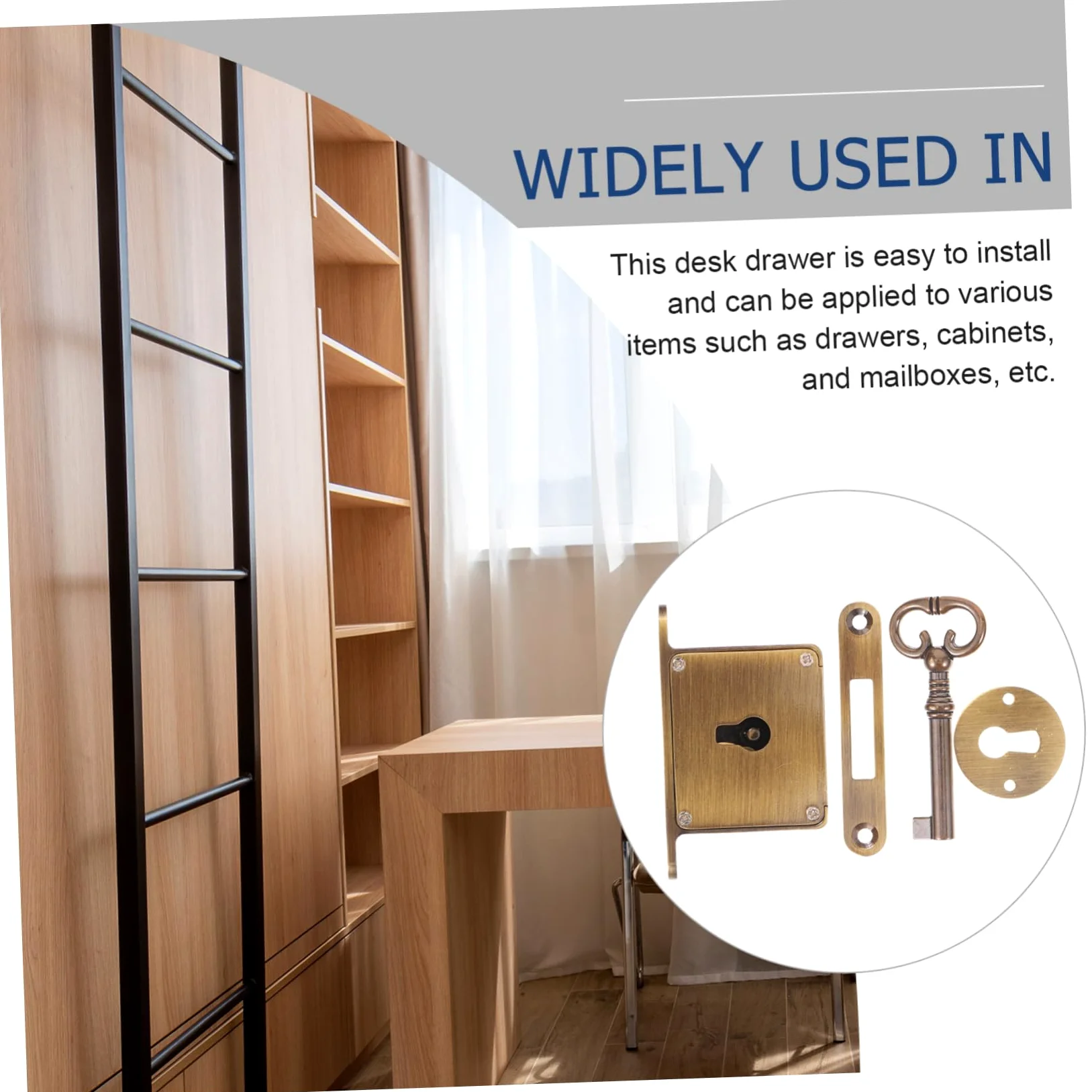 DOITOOL Serratura per Cassetto in Ottone Stile Antico con Chiave, Set per Armadietto, Protegge Documenti e Previene Furti, Chiusura Sicura e Resistente