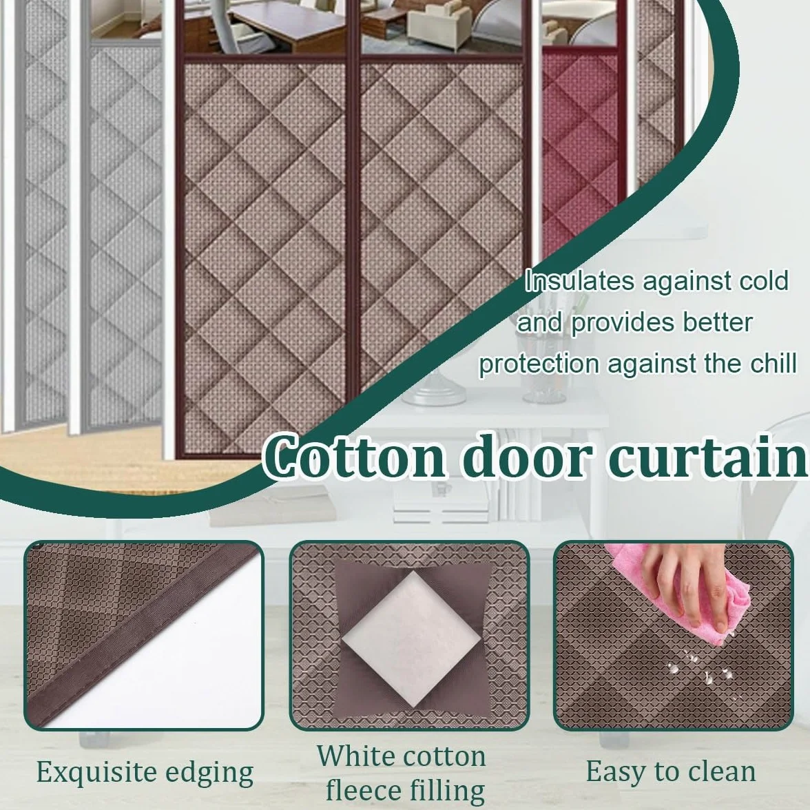 Tenda per Porta Inverno Termica, Magnetica Tenda Termica Isolante Freddo per Porte - Mantiene il freddo fuori e il caldo dentro, per Porte d'Ingresso, Cortili Porte(41x83in/104x211cm)