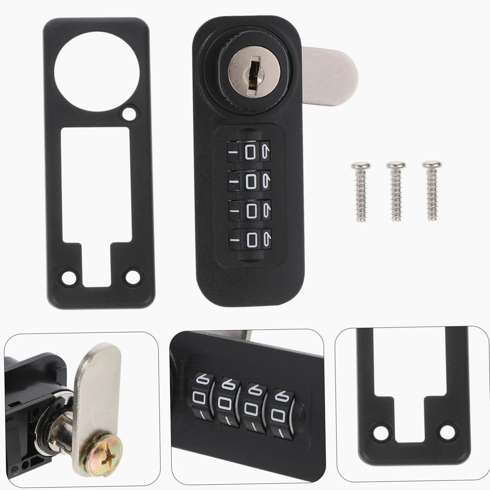 WOONEKY 3 Pezzi 4 Armadietto Serratura Del Cancello Serratura Senza Chiave a Combinazione Blocco Della Password Del Cassetto Serrature a Camma Serrature Con Codice Tecnopolimeri