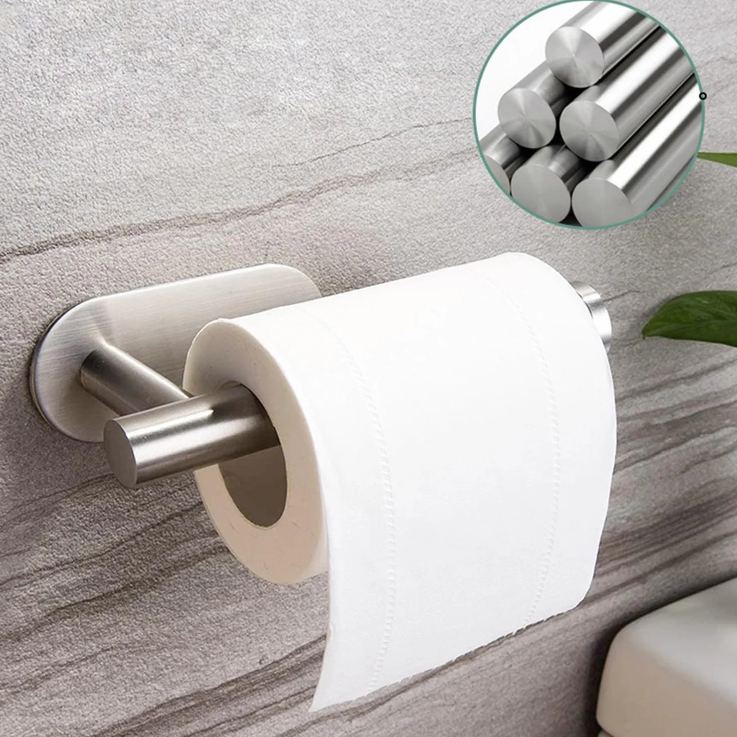 Set portasciugamani da bagno 9 pezzi argento installazione senza fori