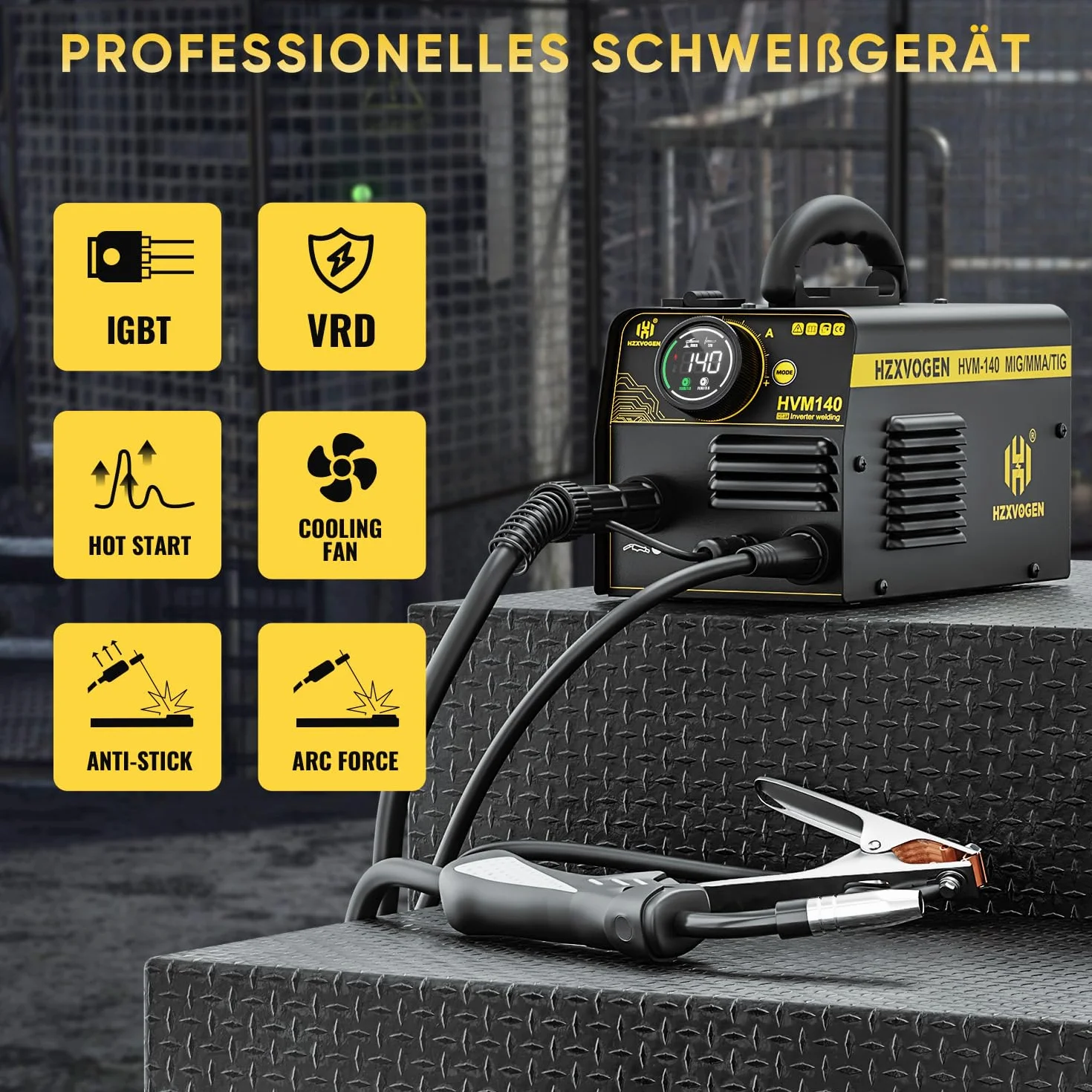 Saldatrice A Filo No Gas 140A 230V 3 in 1 Inverter MIG/MMA/Lift TIG HVM140