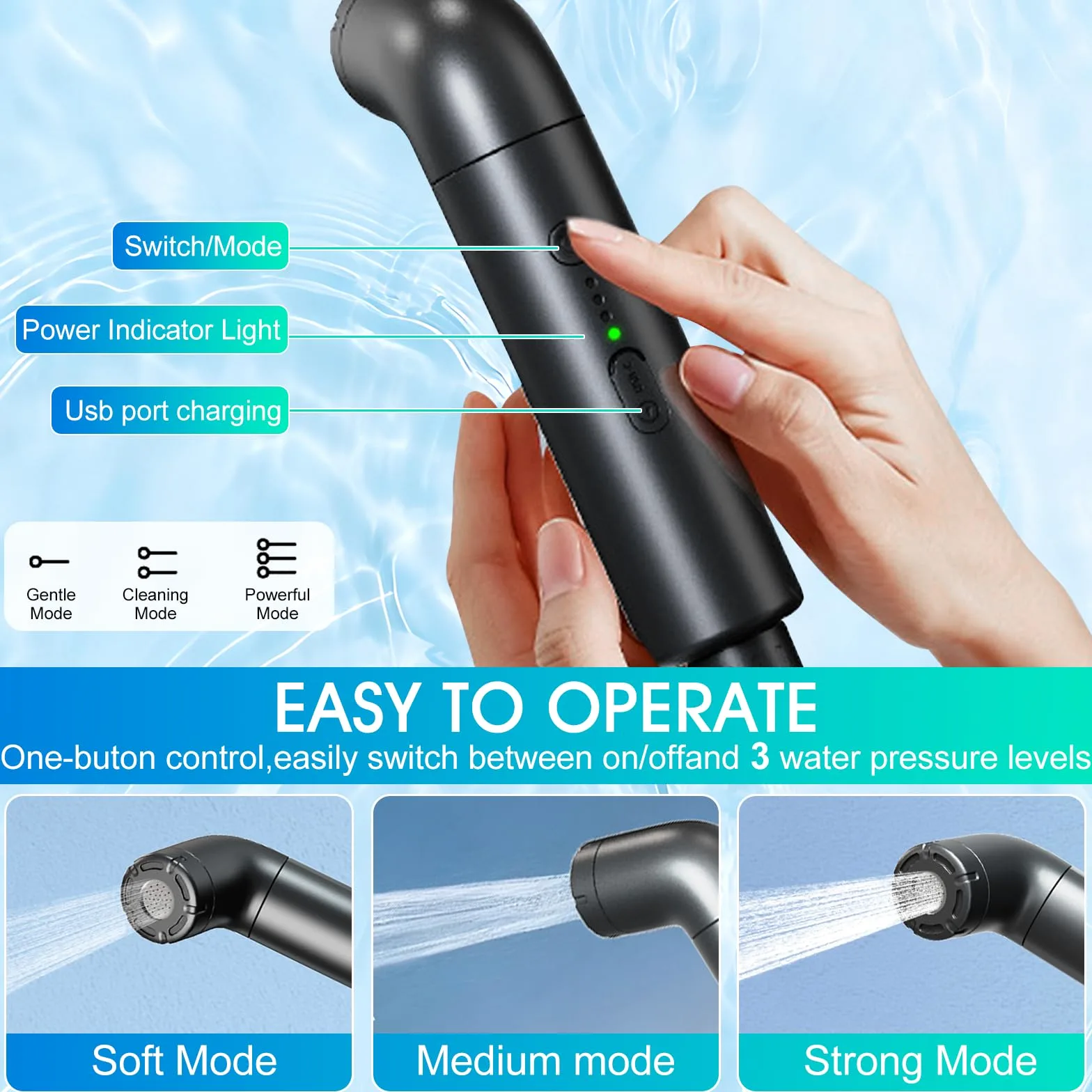 Bidet elettrico da viaggio, 2,5 l, bidet portatile, ricaricabile, con tubo dell'acqua filtrante da 1,2 m, doccetta per WC all'aperto, campeggio, bidet portatile per viaggi, post-partum, doccia intima