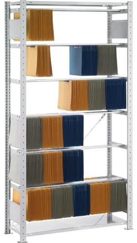 Scaffalatura a incastro, 2000 x 750 x 350 mm (altezza x larghezza x profondità), RAL 7035 grigio chiaro, 6 aste a sospensione