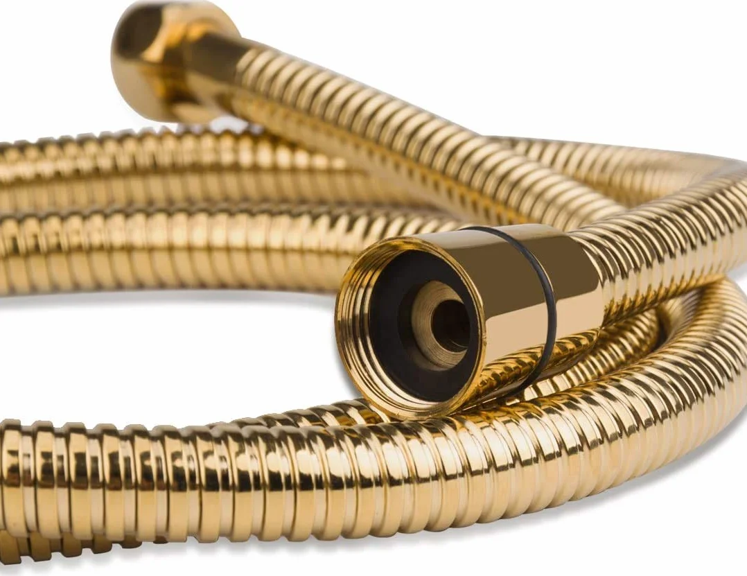 Tubo doccia dorato per doccetta doccia, Tubo flessibile per doccia oro 1,5M in acciaio INOX, Anti-nick, regolabile, cromato