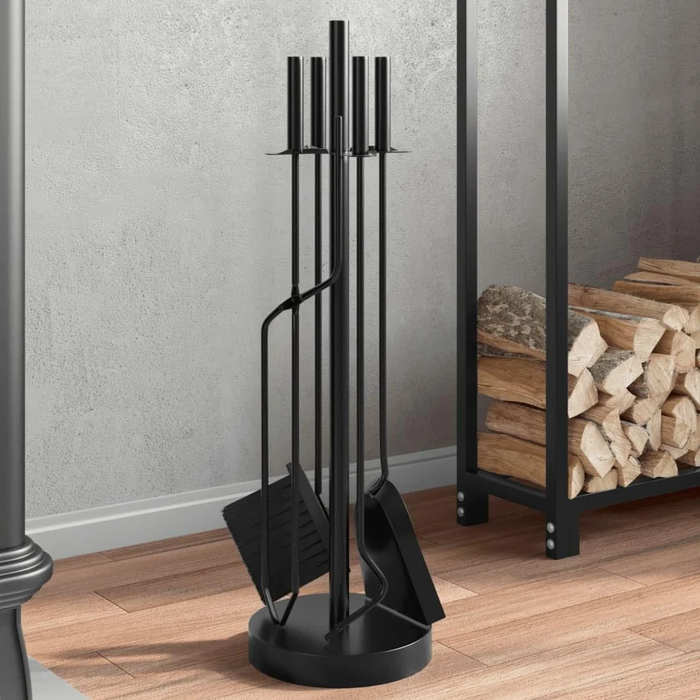 Home Garden - Set di attrezzi per camino, 5 pezzi, 18 x 66 cm, in acciaio