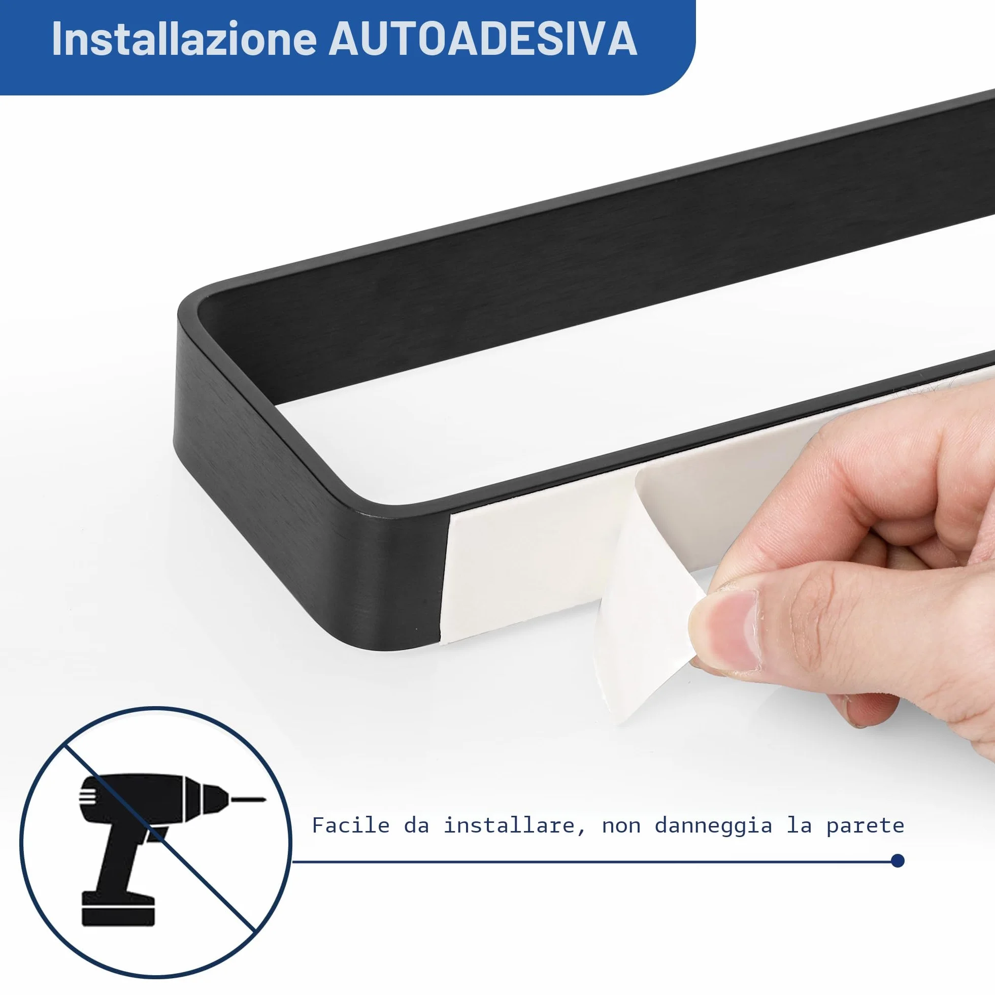 SAYAYO Porta Asciugamano Autoadesivo Nero 20cm Anello per Bagno Cucina