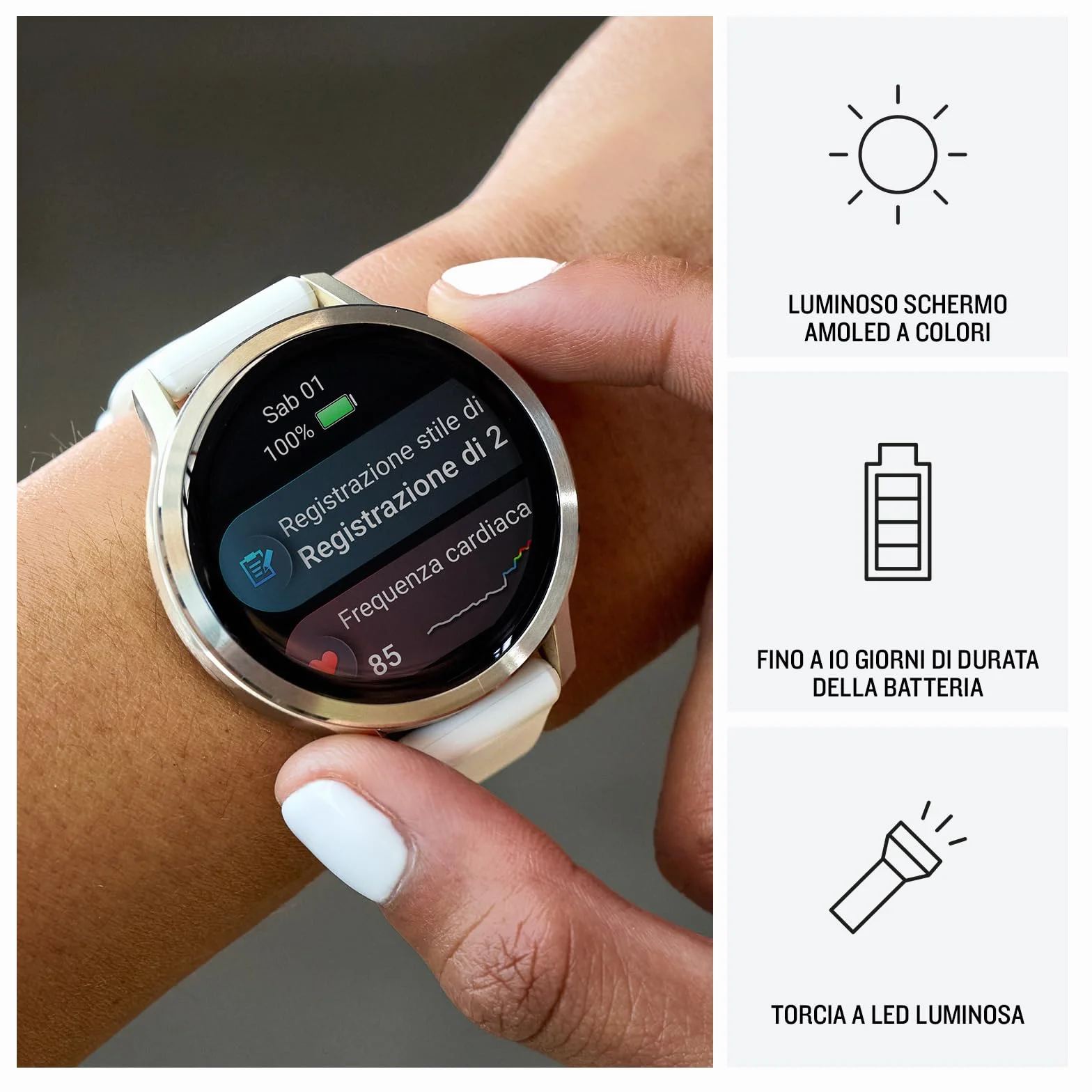 Garmin Venu 4, 45mm, Smartwatch per il fitness, Display AMOLED 1,4", Speaker e Microfono, Comandi Vocali, GPS Multi-band, Torcia, 80+ App per lo Sport, Autonomia 12 giorni, Black & Slate