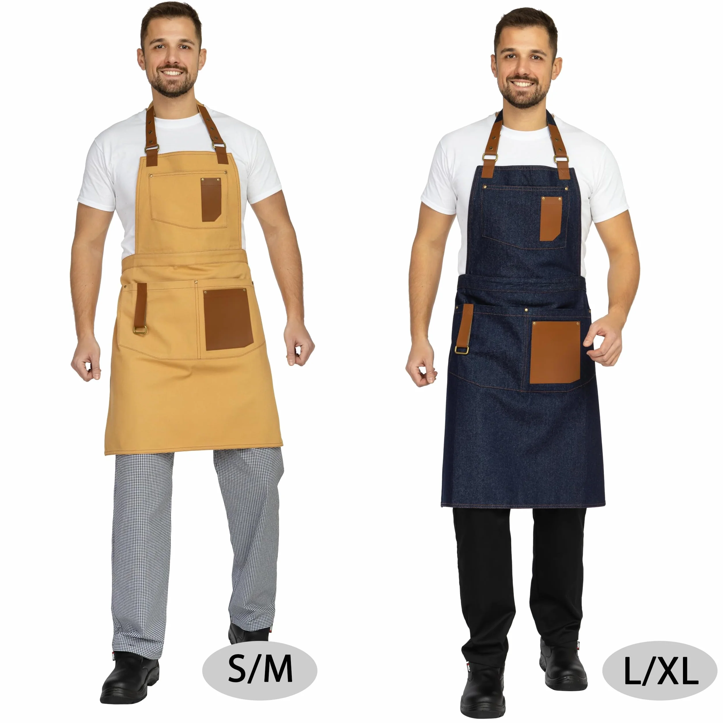 PALLTEX GERARD Grembiule da Lavoro Unisex – Grembiule in Tela Premium con Bretelle Regolabili e Tasche Multiple per Cucina, Ristorante, Bar, BBQ, Artigianato e Altro