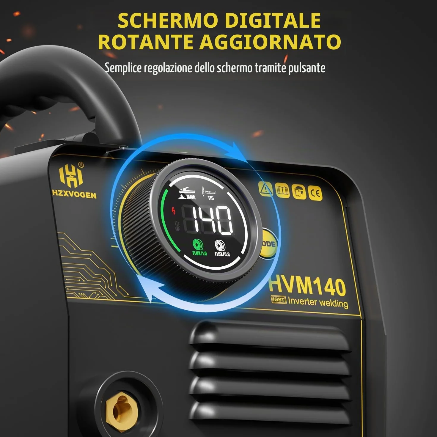 Saldatrice A Filo No Gas 140A 230V 3 in 1 Inverter MIG/MMA/Lift TIG HVM140