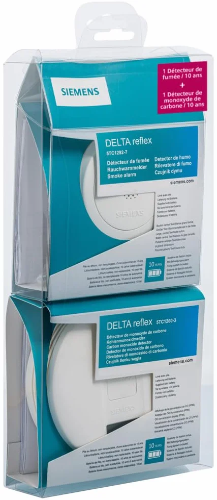 SIEMENS - 1 rilevatore di fumo NF 10 anni + 1 rilevatore monossido di carbonio