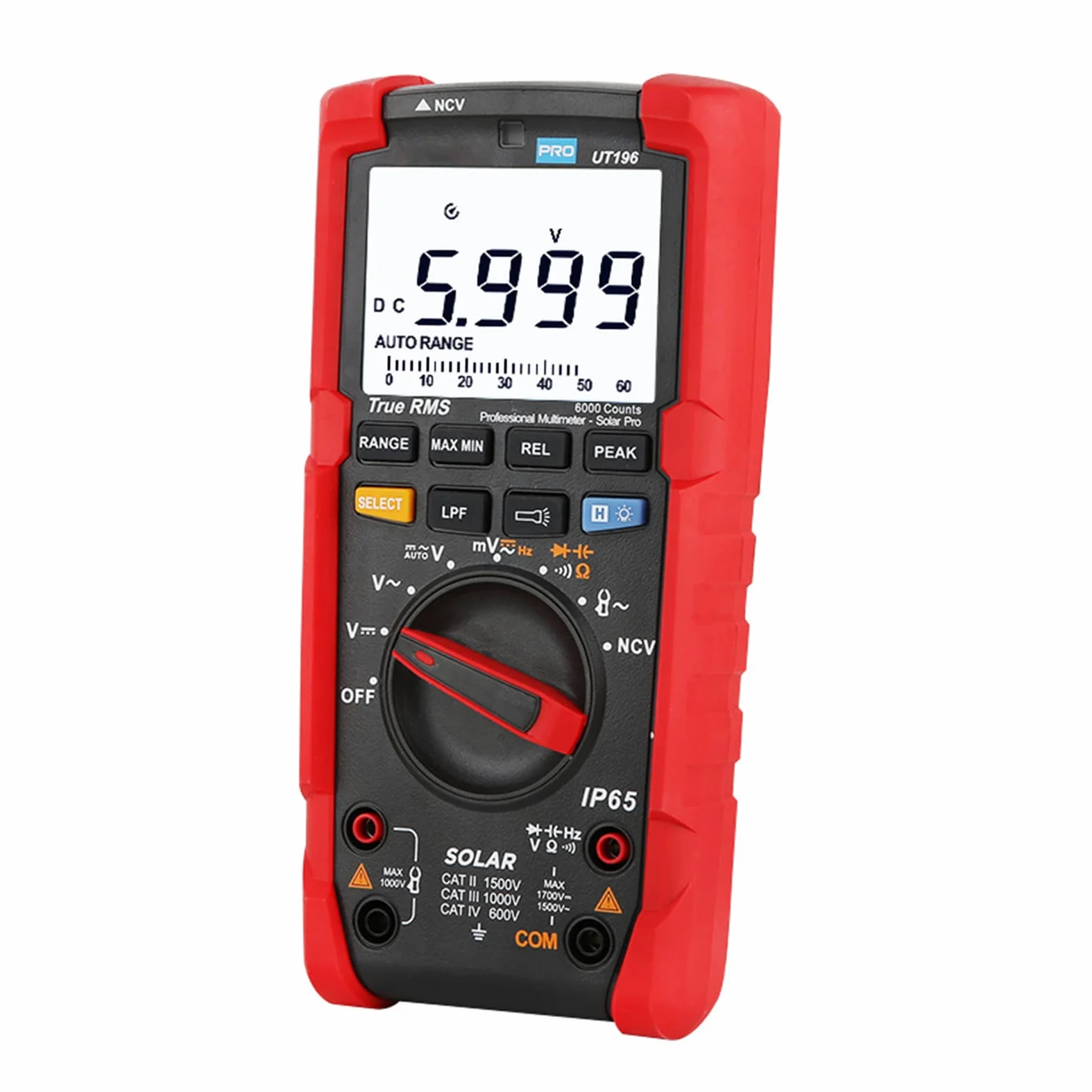 DEWIN Multimetro Digitale,Multimetro Digitale Fotovoltaico Tester Digitale Tester Elettricista Professionale Vero RMS 1500 V AC DC Tester di frequenza di Resistenza alla Tensione