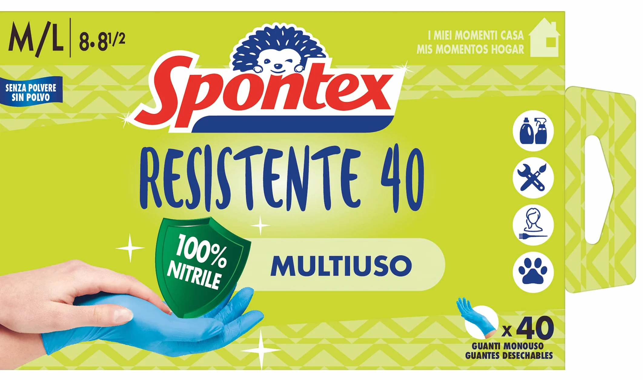 Spontex Guanti Monouso in Nitrile Ipoallergenici 40 Pezzi Taglia M/L