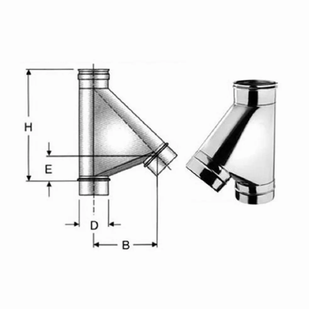 Giunto a T a 135° per canne fumarie in acciaio inox (DN 100)