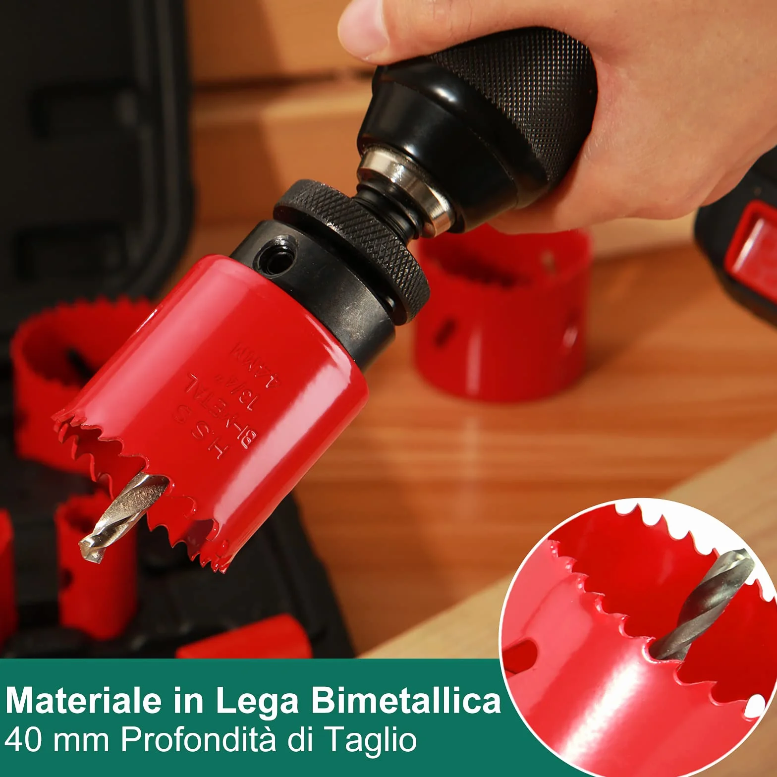 HYCHIKA Sega a Tazza Bi-metallica 17 PCS 20mm-68mm Profondità di Taglio 40mm per Trapano Metallo Legno PVC