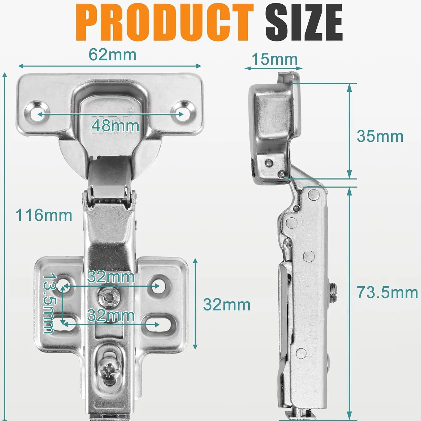 HBL' 10 cerniere per credenze da cucina, 35 mm, inserto a 110 gradi per ante di armadi, porte della cucina, armadi e guardaroba, design a clip per una facile installazione
