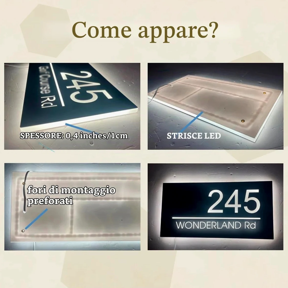 Targhe LED Personalizzate Per Esterni Per Case Moderne, Numeri Civici Personalizzati, Insegne Luminose In Acrilico 3D Per Porte, Giardini, Cortili, Case E Hotel(8x16in)