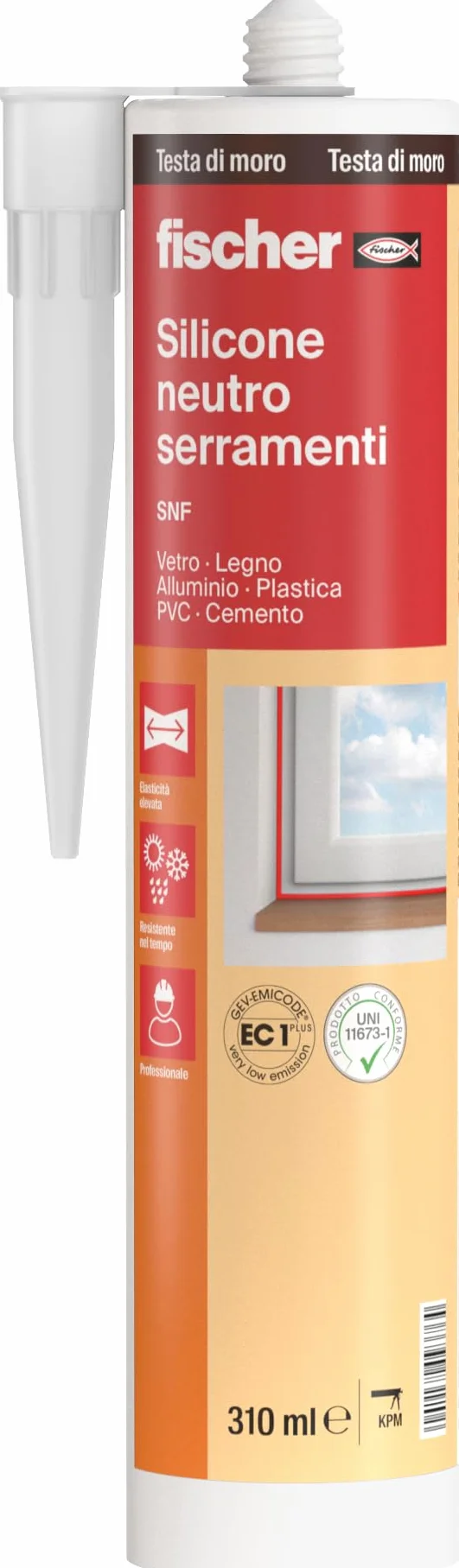 Fischer SNF Silicone Sigillante Legno Marrone Testa di Moro, Pavimenti e Finestre, Neutro a Basso Modulo, Elastico, 9376