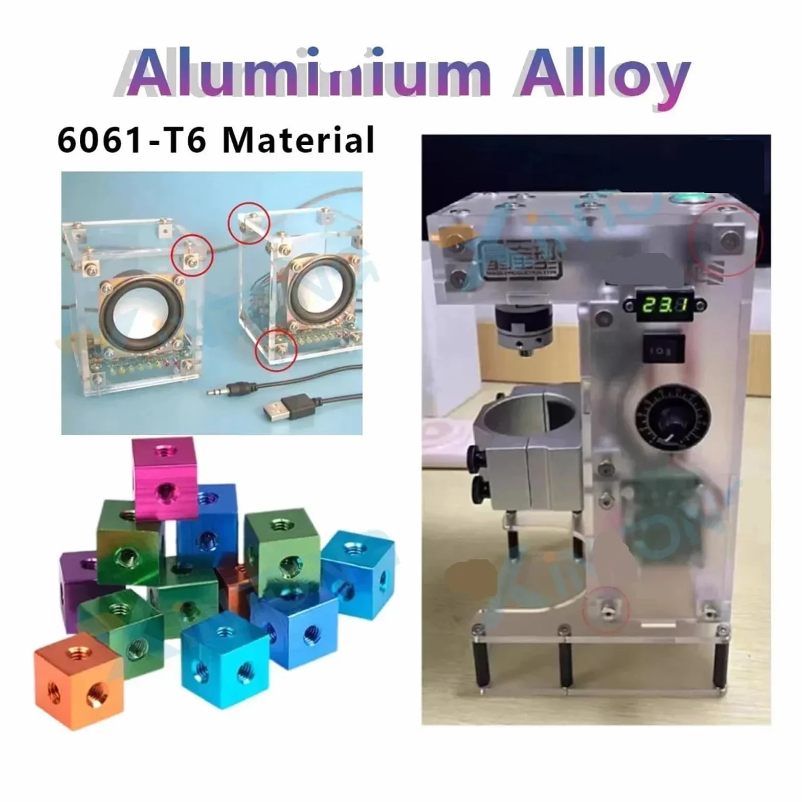Cubo connettore staffa di fissaggio distanziatore quadrato distanziatore a T 6 vie in lega di alluminio anodizzato M3 M4 M5 M6 M8 M10 5 pezzi