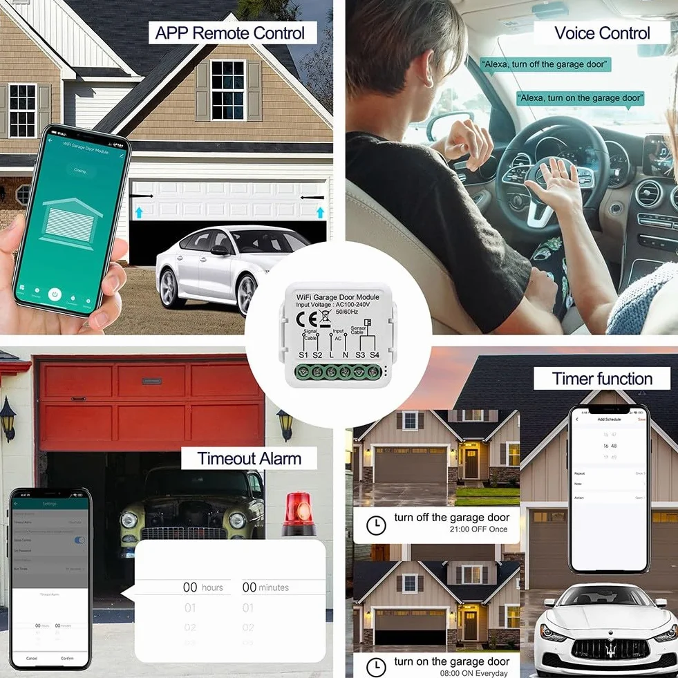 Tuya Smart WiFi Garage Door Controller Timing Interruttore intelligente On-Off App Telecomando controllo accessi