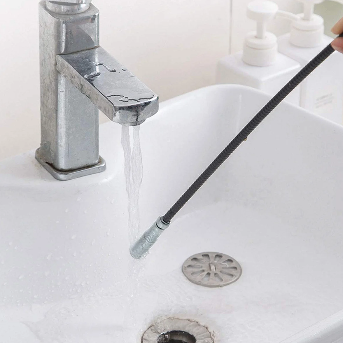 Pinza con griffe flessibile 4 griffe 90 cm Strumento per pulizia tubi scarico cucina bagno