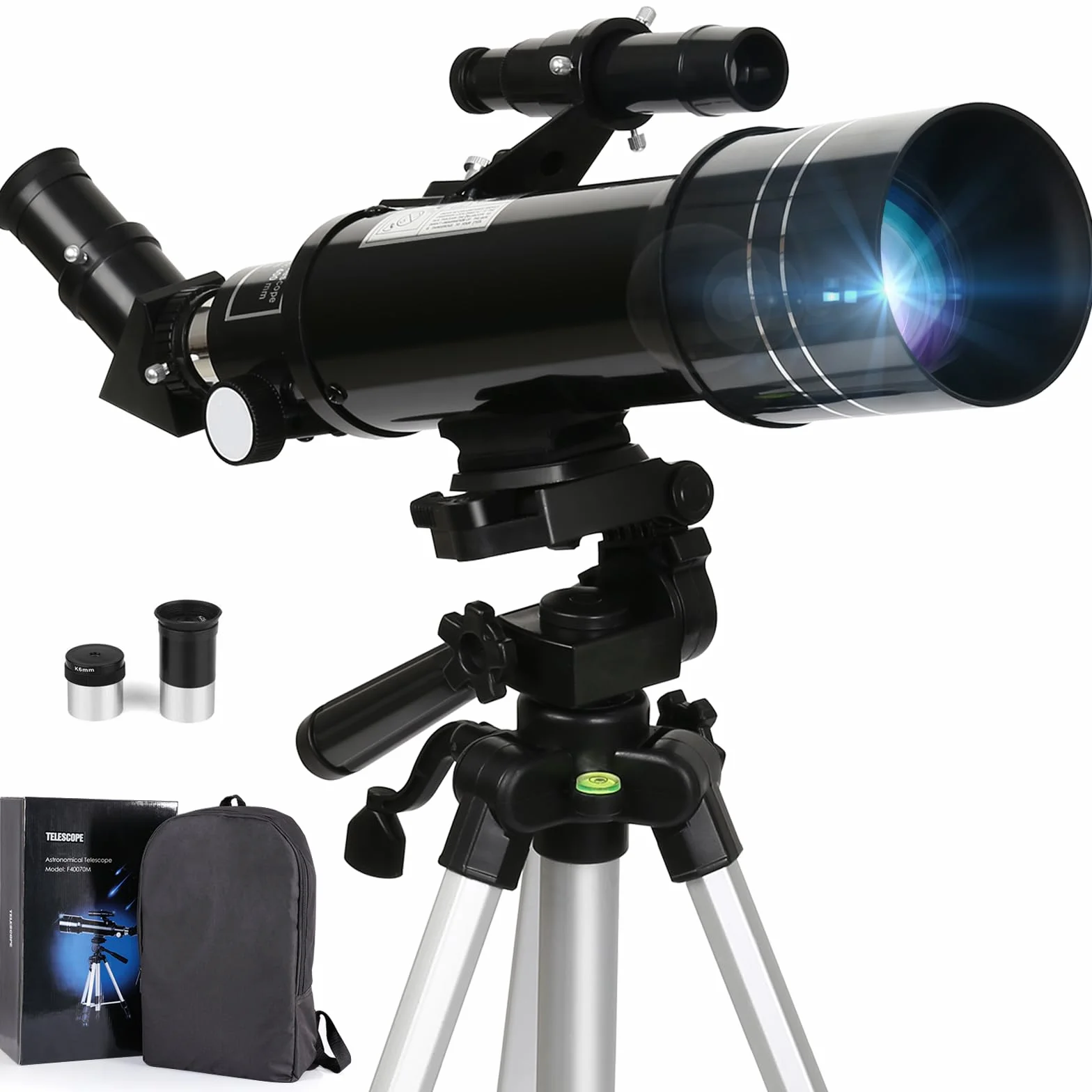 Telescopio Astronomico, Telescopi Rifrattori FMC con Treppiede Regolabile e Livello di Spirito, Telescopio da Viaggio Portatile con Zaino Perfetto per Adulti, Bambini, Principiante