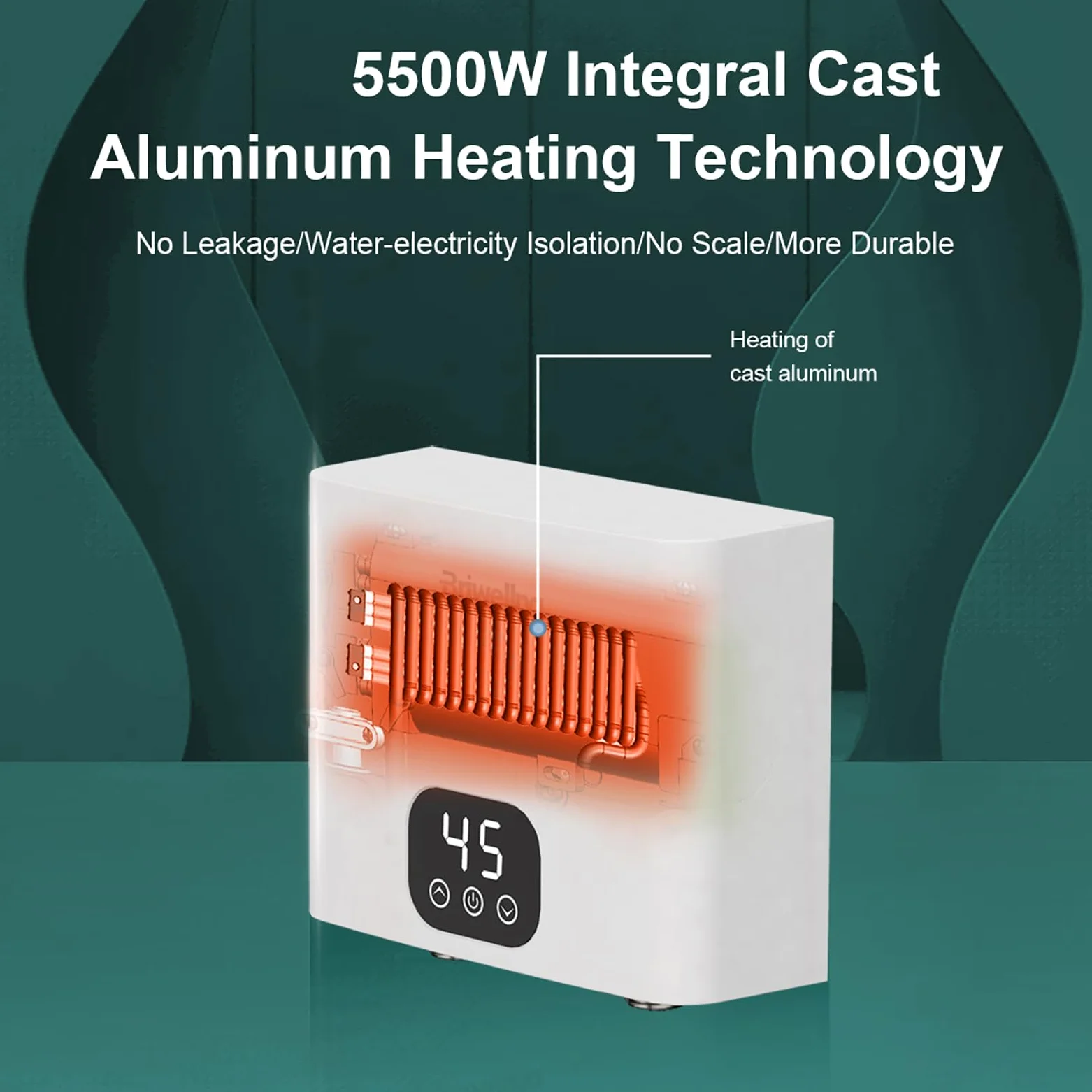 Scaldabagno Elettrico Istantaneo 220v 5500w Scaldacqua Istantaneo a Parete Mini Scaldabagno Istantaneo Elettrico con Display LED Della Temperatura Scaldabagni Elettrici per Cucina e Bagno (Quadrato)