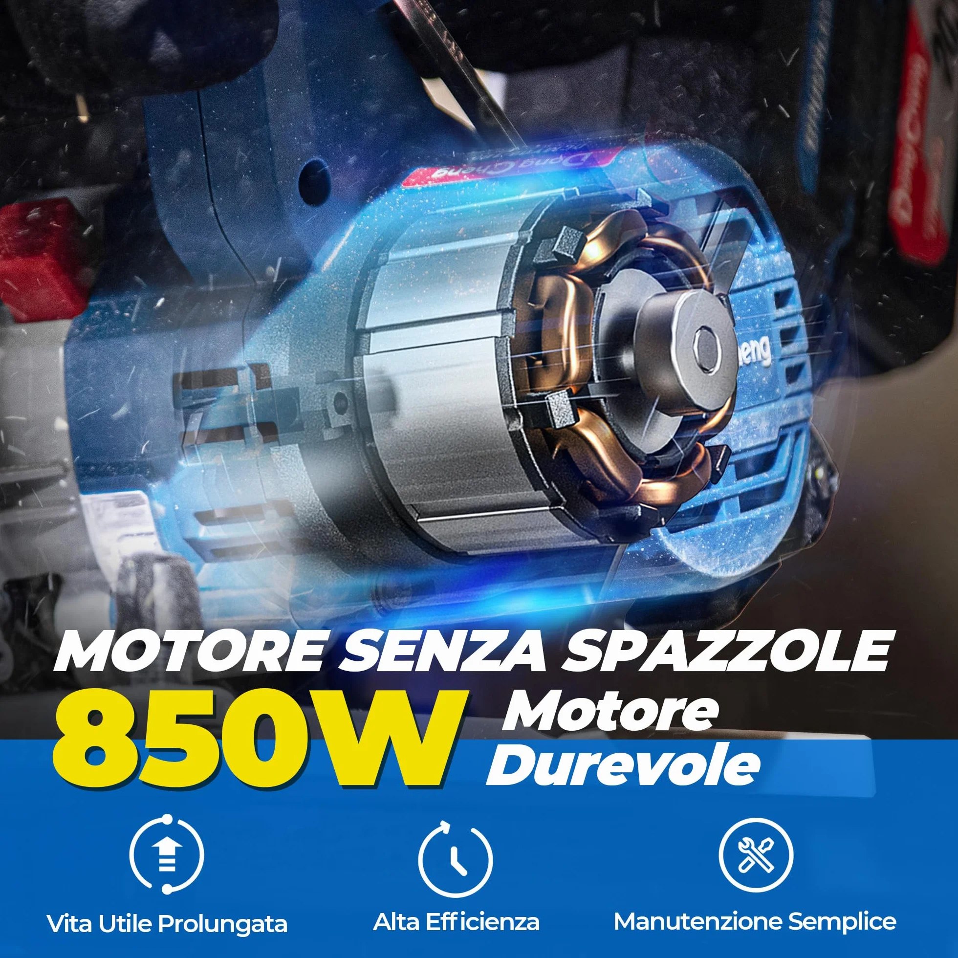 Dong Cheng Sega Circolare a Batteria da 18V, Diametro 185 mm, 5000 giri/min, Profondità di Taglio 65mm (90°)/45mm (45°) Con 4.0Ah Batteria, BOXX, Per Legno, Plastica, PVC