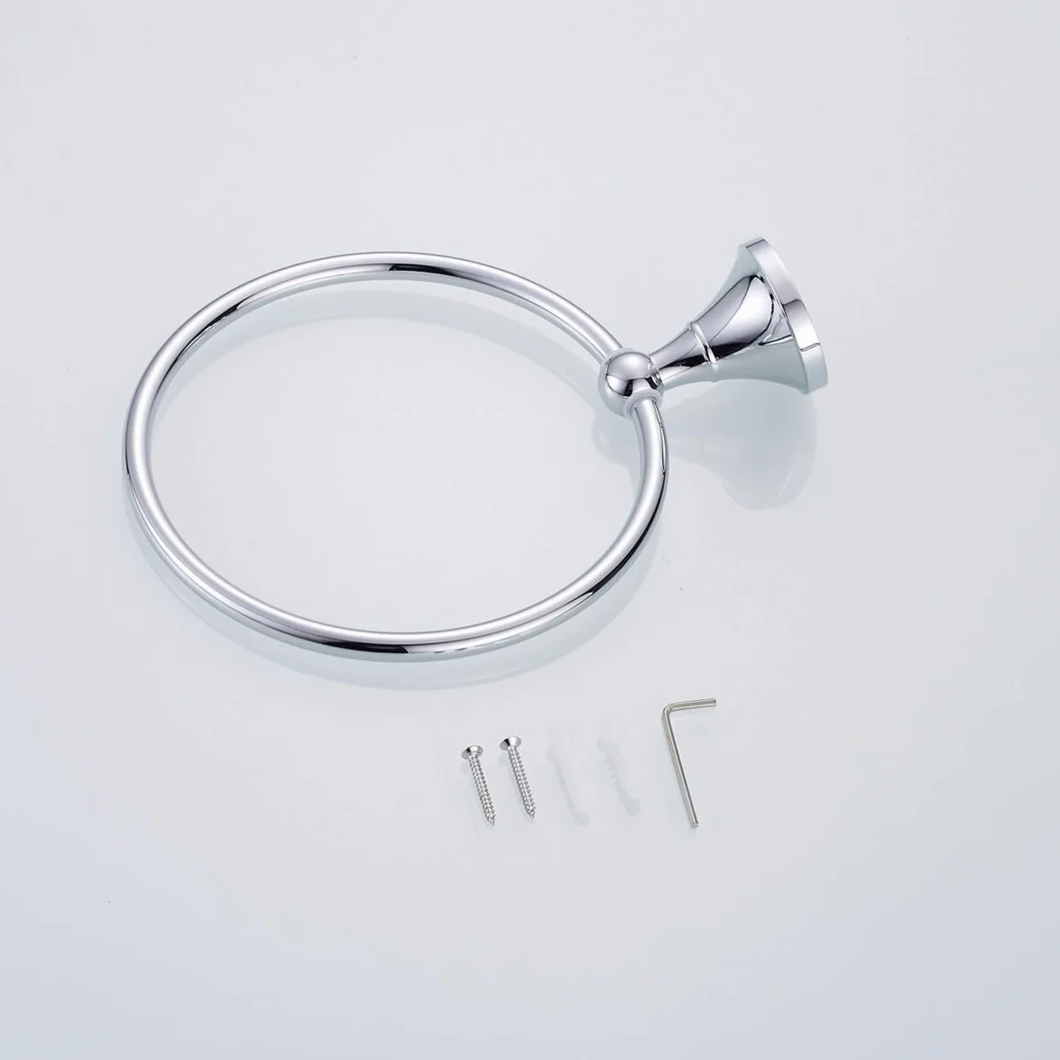 SHINEOFI Portasciugamani Rotondo in Ottone Cromato, Anello Portasciugamani da Bagno Appeso, Resistente e Semplice per Bagno Domestico, Hotel, Scuole e Spazi Pubblici