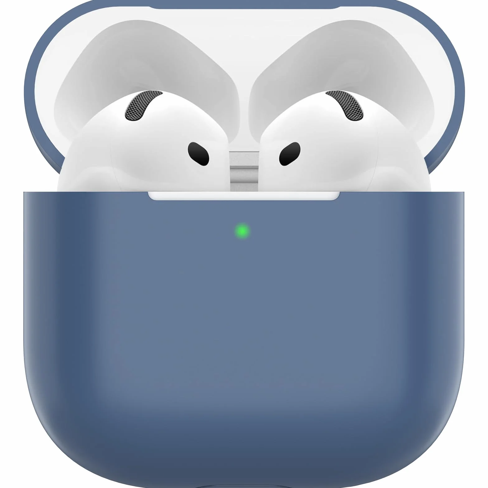 Custodia per Airpods 4, Case Protettiva Sottile in Silicone per AirPods 4th 2024 (USB-C) Cover in Silicone Visibile con LED Frontale, Navy Blu