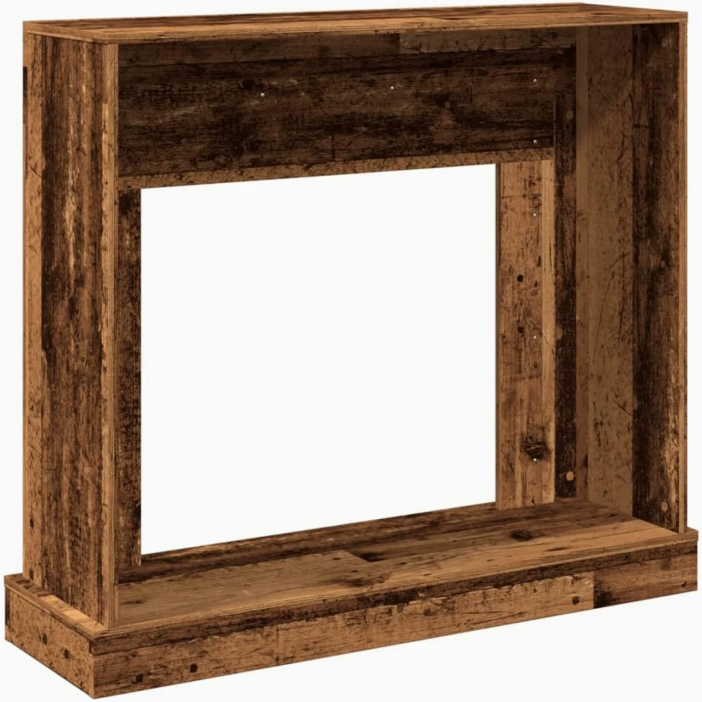 Cornice per camino effetto legno anticato, 100 x 30 x 87,5 cm, per caminetti elettrici con ripiano e supporto da parete, accessorio decorativo per camino per soggiorno e giardino