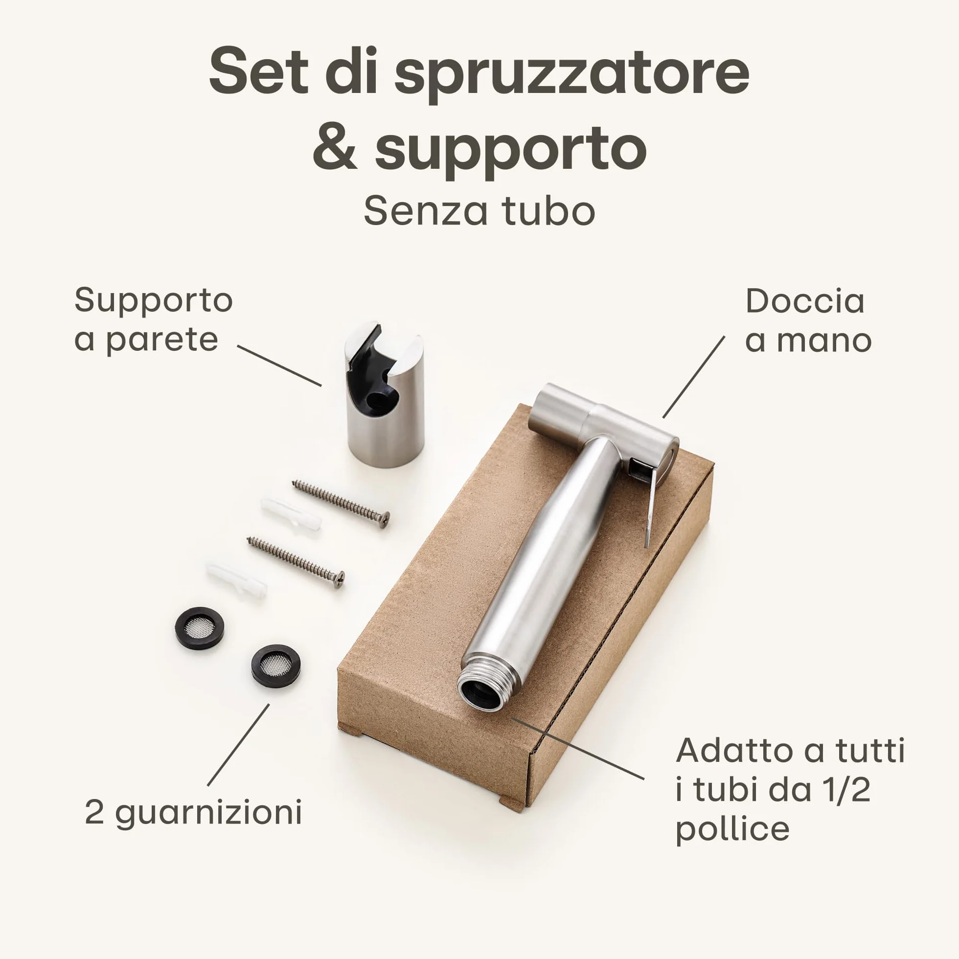 Bidet Spruzzatore con Doccetta e Supporto in Acciaio Inox per WC e Lavabo