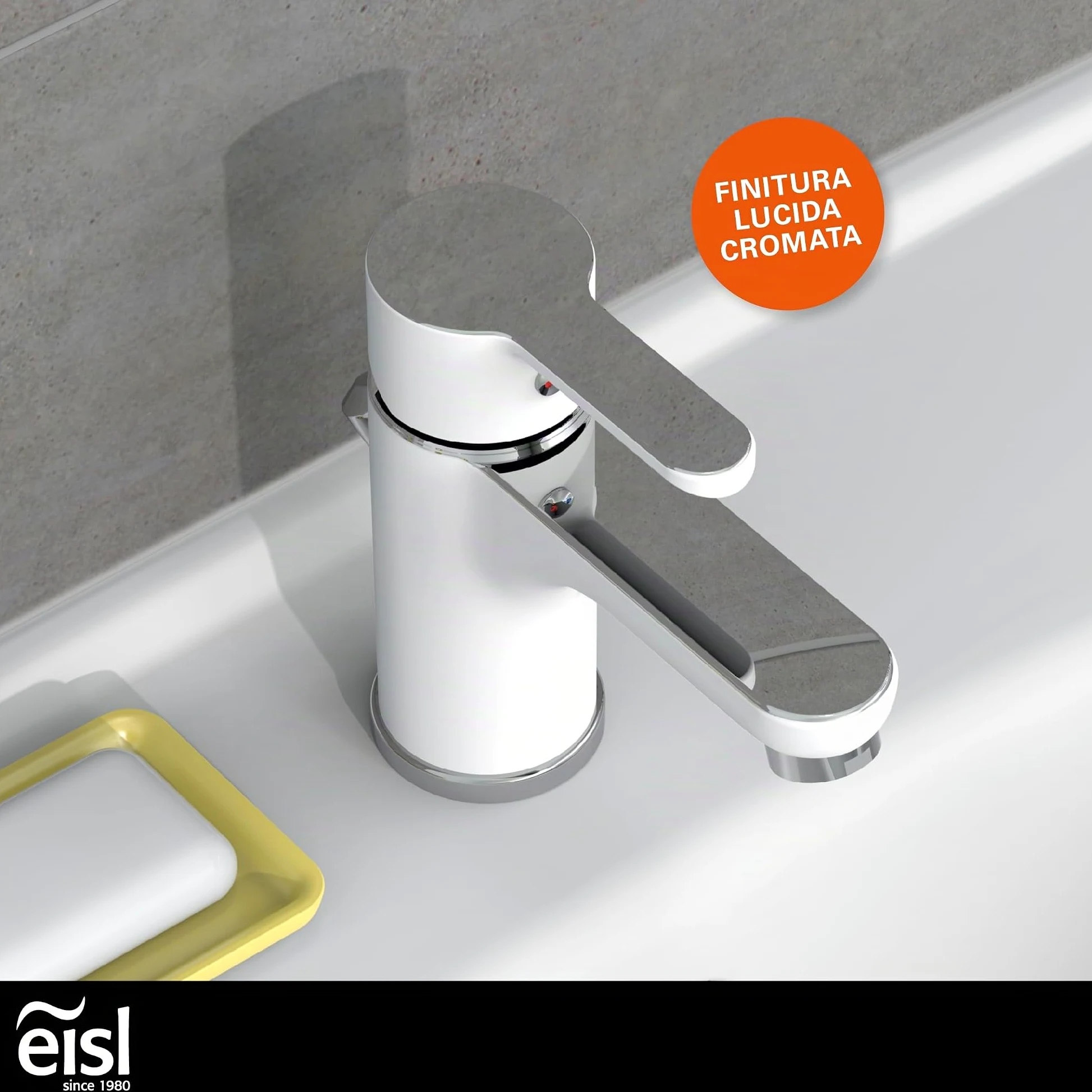 EISL disegno Nuevo, Miscelatore monocomando per lavabo, 1 pezzi, bianco/cromato, ni075dinwcr