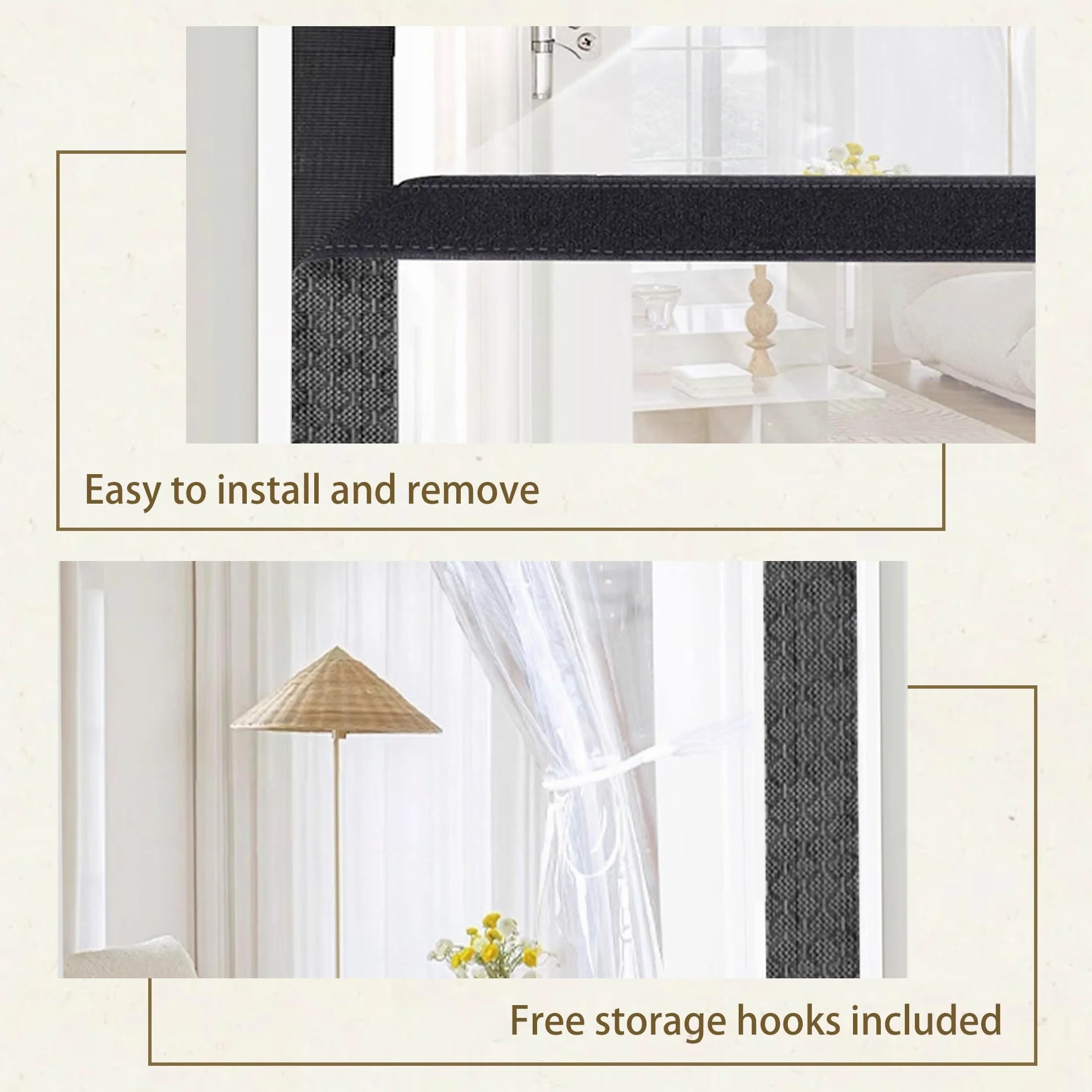 Termico Tenda Magnetica 100 x 290 cm Contro Freddo Antivento Eva Tenda Termica Trasparente Chiusura Automatica per Porte Finestra D'Ingresso Cucina Soggiorno, Nero
